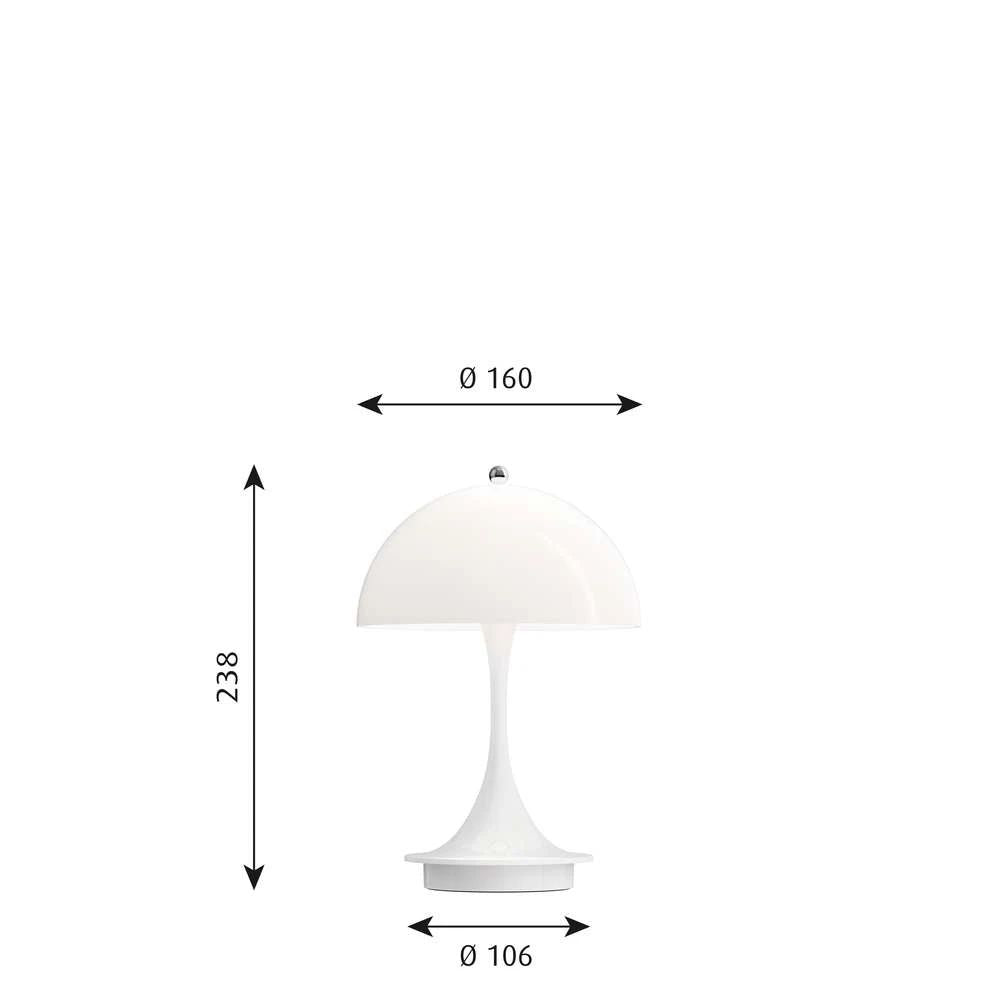 Louis Poulsen Panthella 160 Přenosná stolní lampa V2 LED 27 K, akrylový opál bílý
