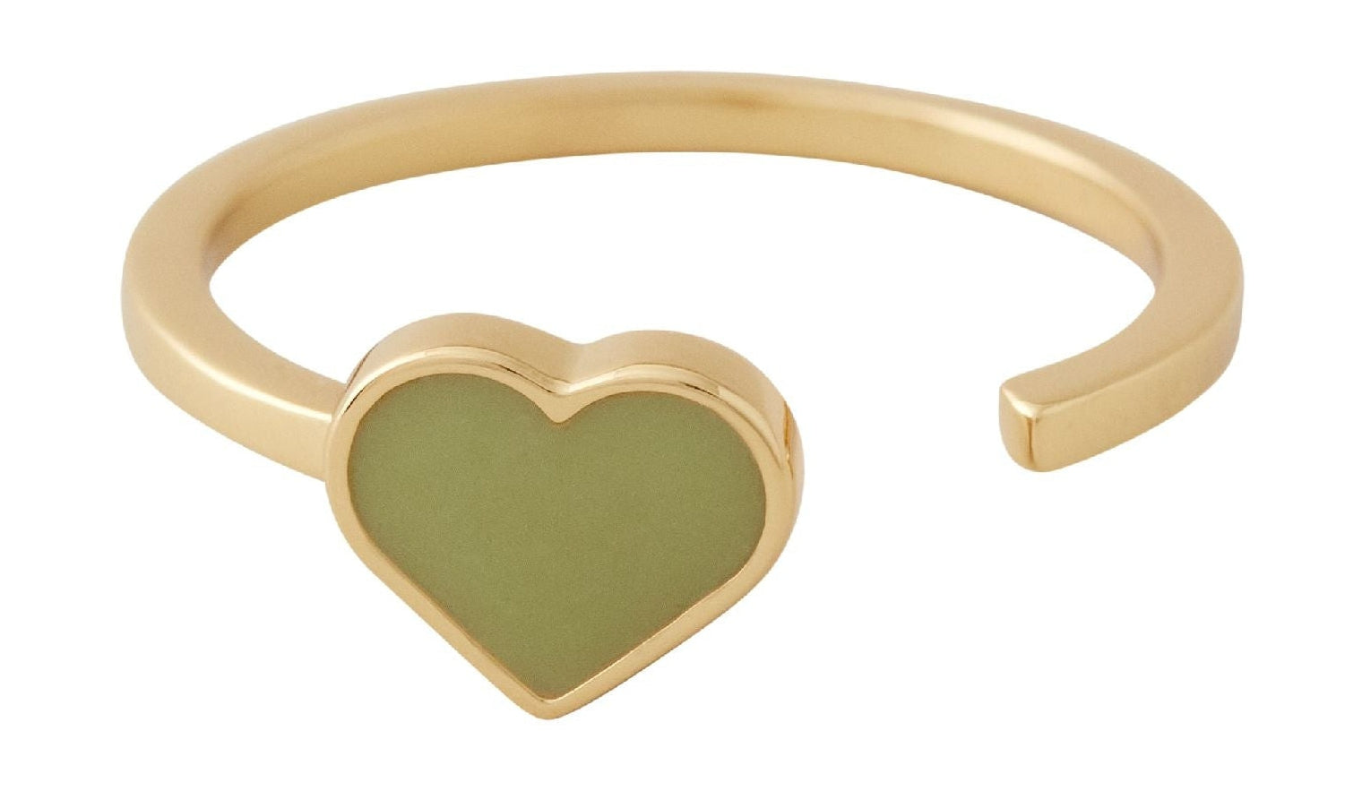 Designové písmena smaltovaný srdeční prsten zlato, křupavá zelená