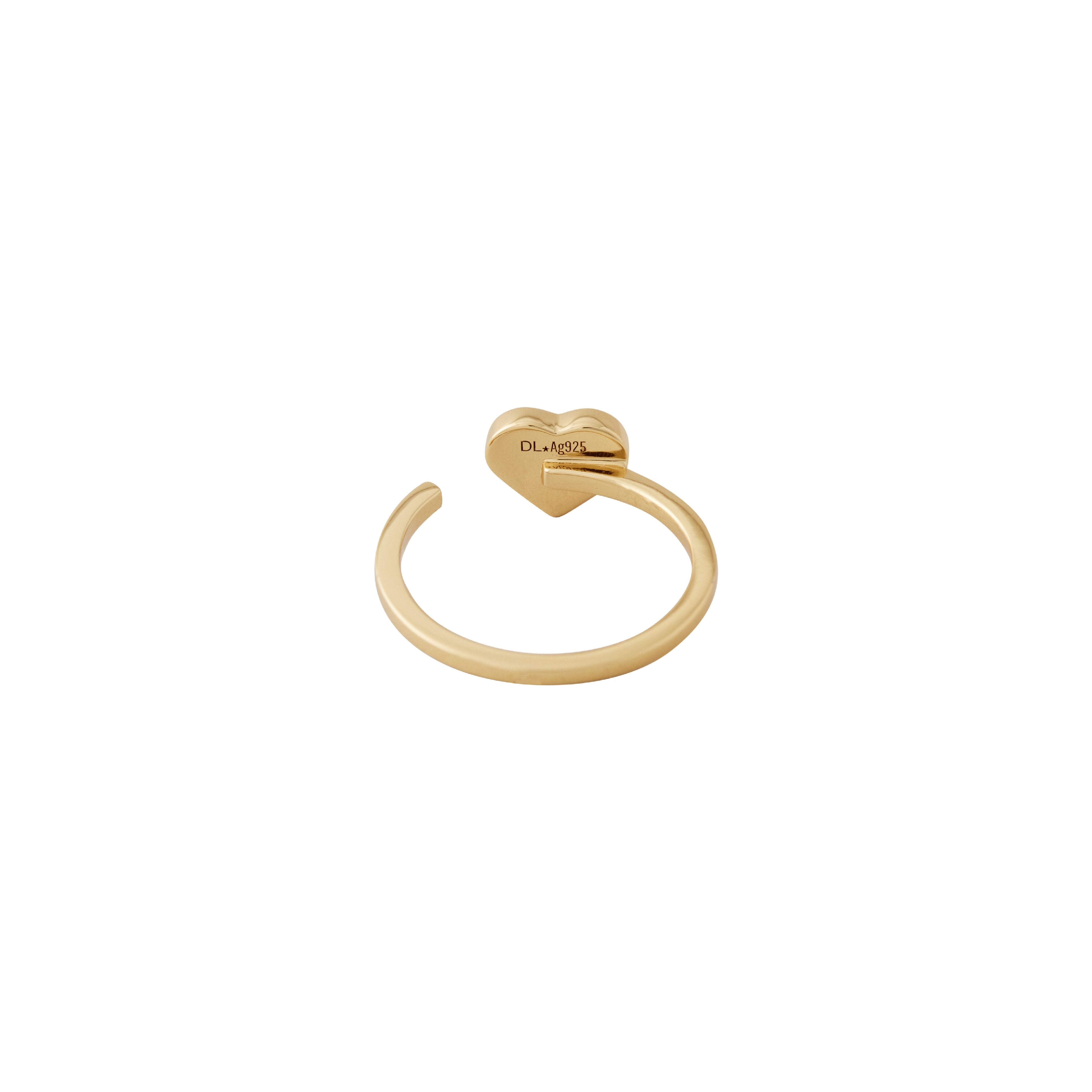 Designové písmena smaltovanou srdeční prsten zlato, béžová