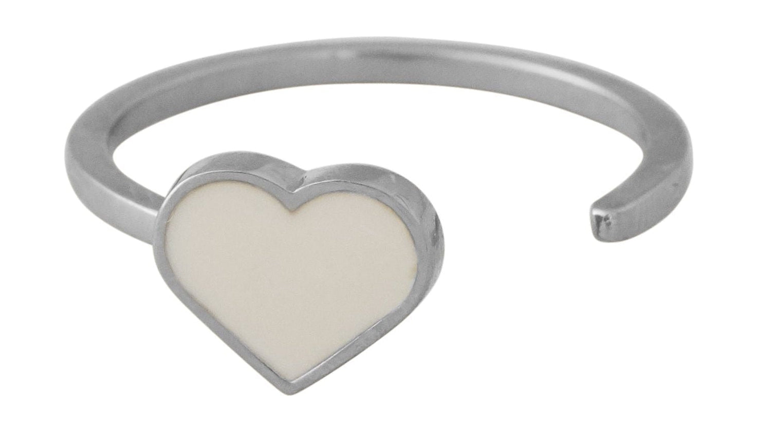 Designové písmena smaltovací srdeční prsten stříbro, nahý