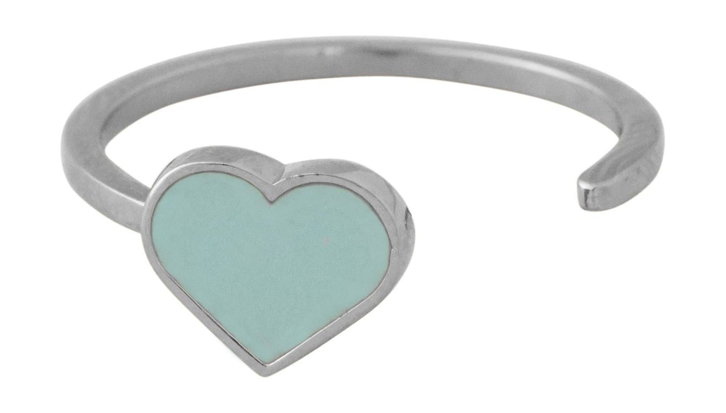 Konstrukční písmena smaltovaný srdeční prsten stříbro, měkká zelená