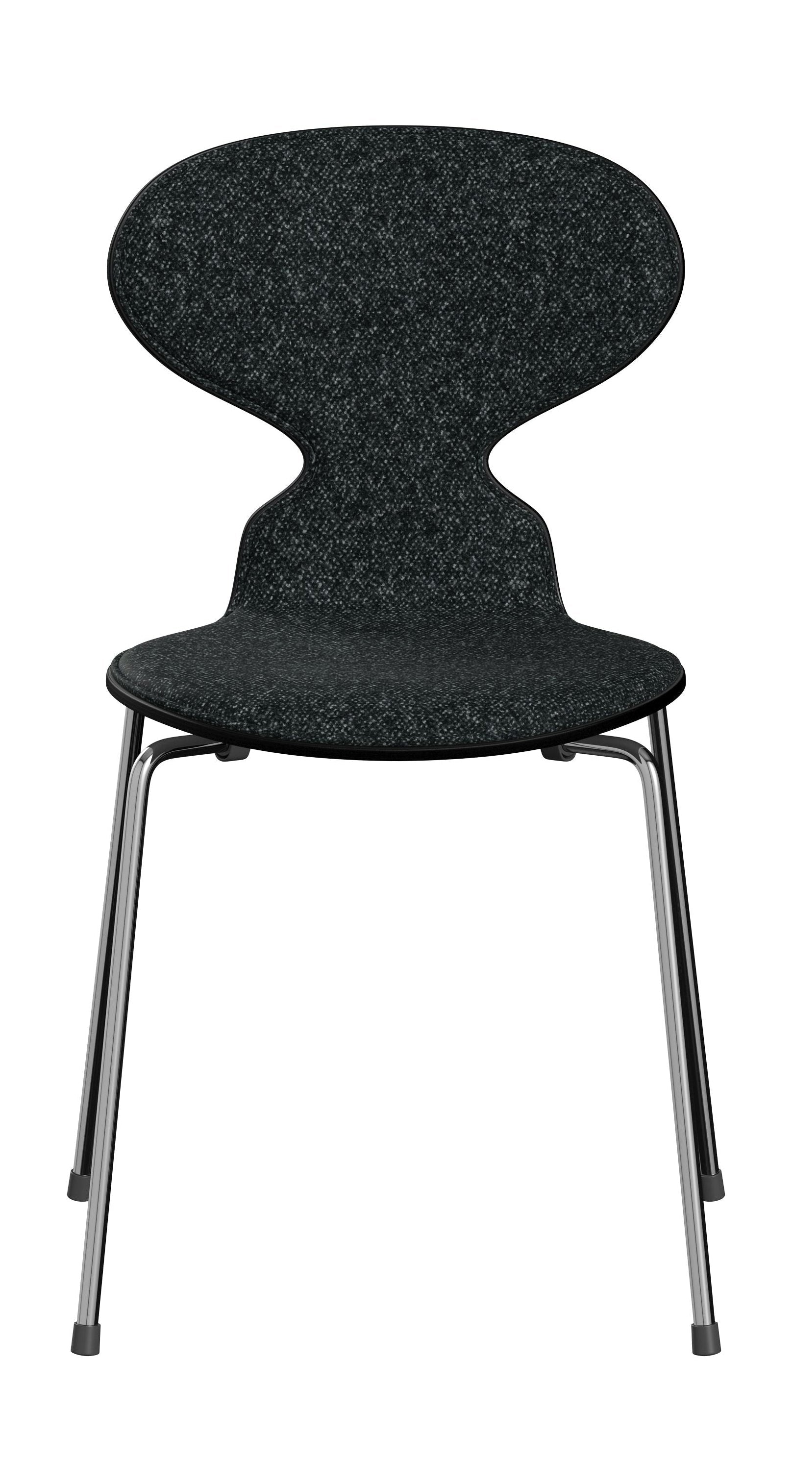 Fritz Hansen 3101 ANT židle vpředu čalouněná, skořápka: barevná dýha černá, čalounění: vanir textilie černá/šedá, základna: ocel/chrome