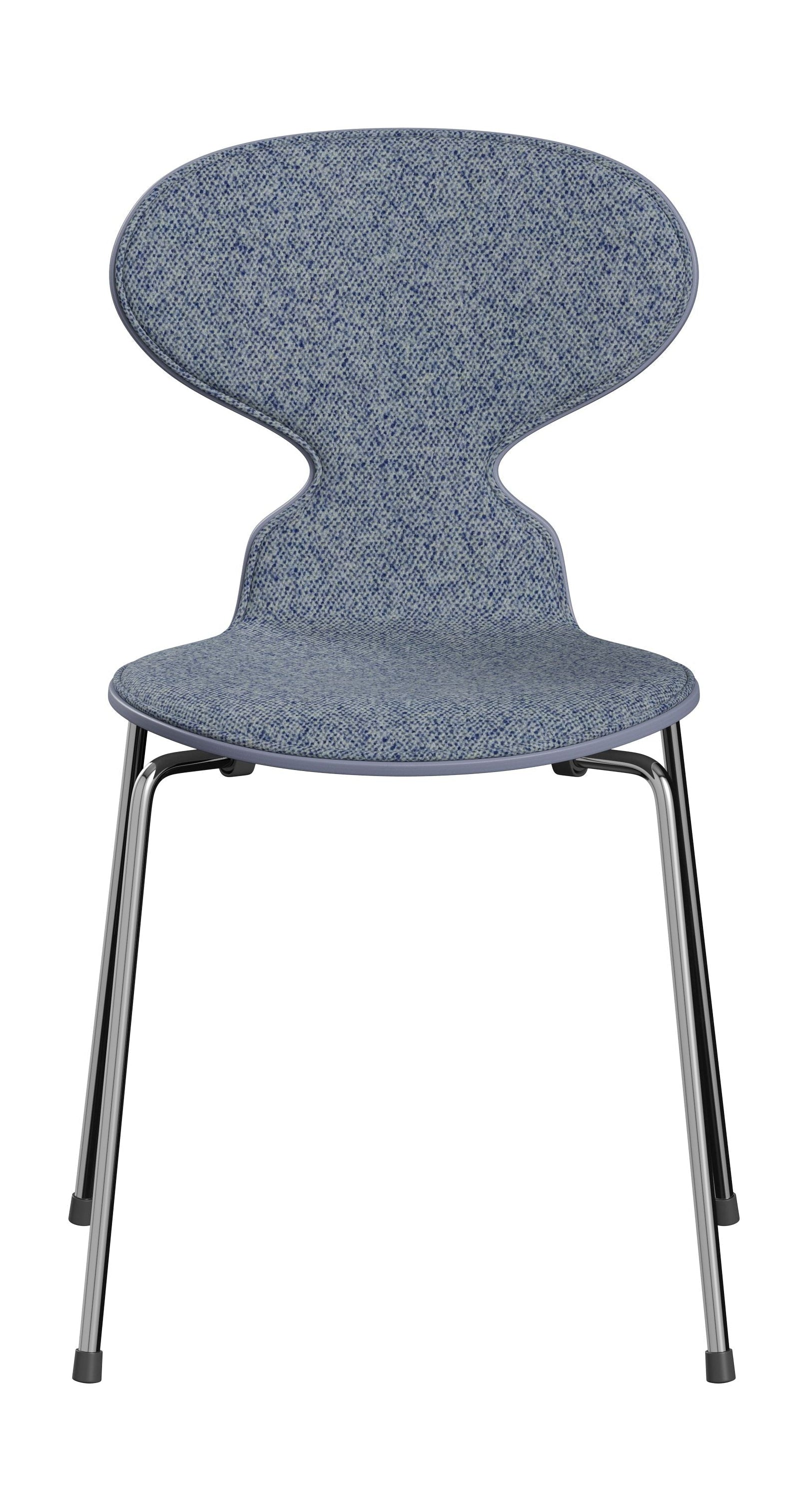 Fritz Hansen 3101 ANT židle vpředu čalouněná, skořápka: barevná levandule modrá, čalounění: Vanir Textile Light Blue, základna: Ocel/Chrome