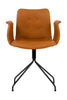 Ohnaná židle Hansen Primum s opěrkami černý otočný rám, koňaková Adrianská kůže