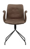 Ohýbená židle Hansen Primum s opěrkami černý otočný rám, koženka Tartufo Davos