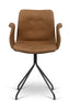 Ohnaná židle Hansen Primum s opěrkami černá pevná rám, Brandy Davos Leather