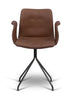 Ohnaná židle Hansen Primum s opěrkami černá pevná rám, hnědá kožená kožená