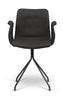 Ohýbená židle Hansen Primum s opěrkami černá pevná rám, černá zenso kůže