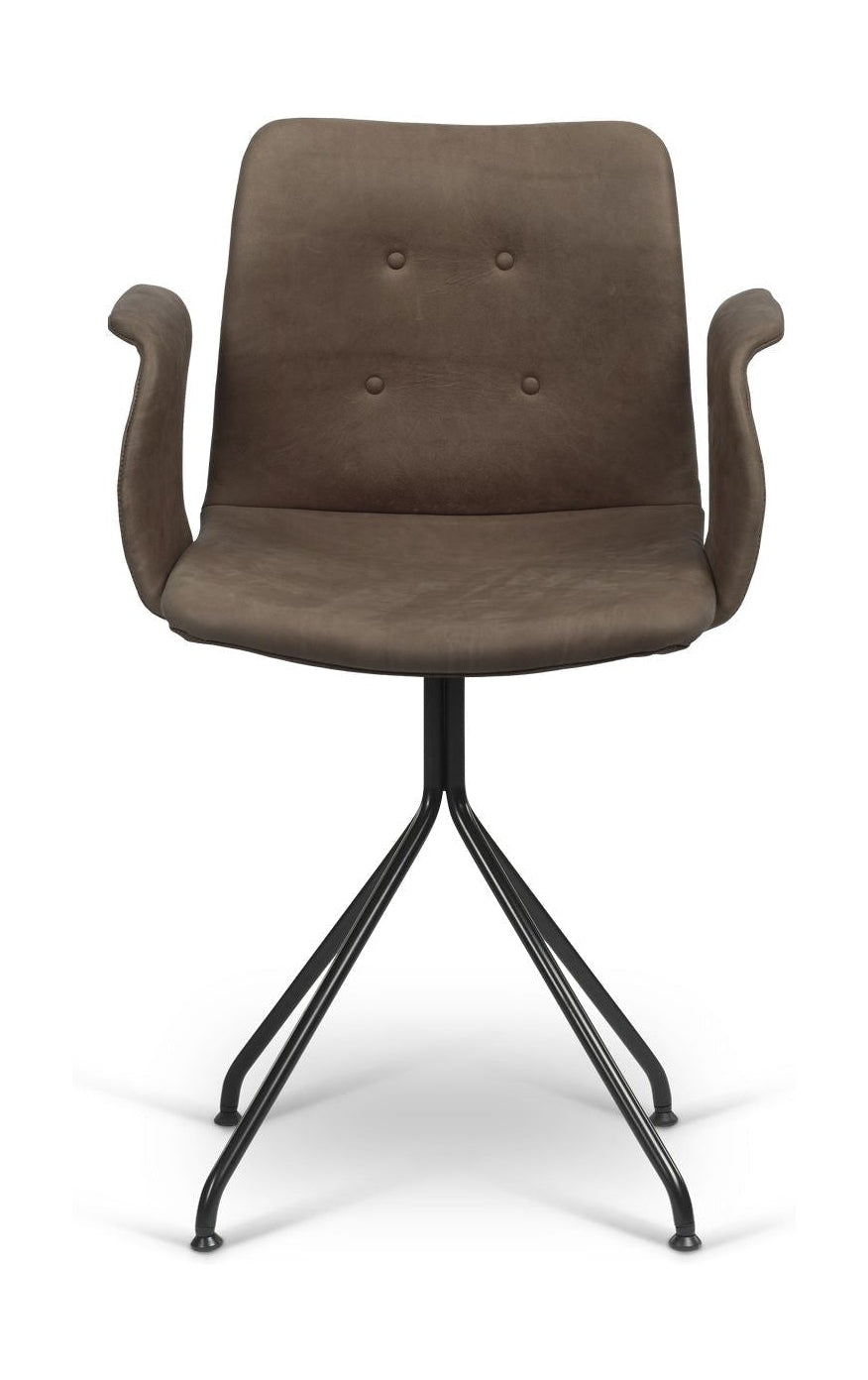 Ohnaná židle Hansen Primum s opěrkami černá pevná rám, Tartufo Davos kůže