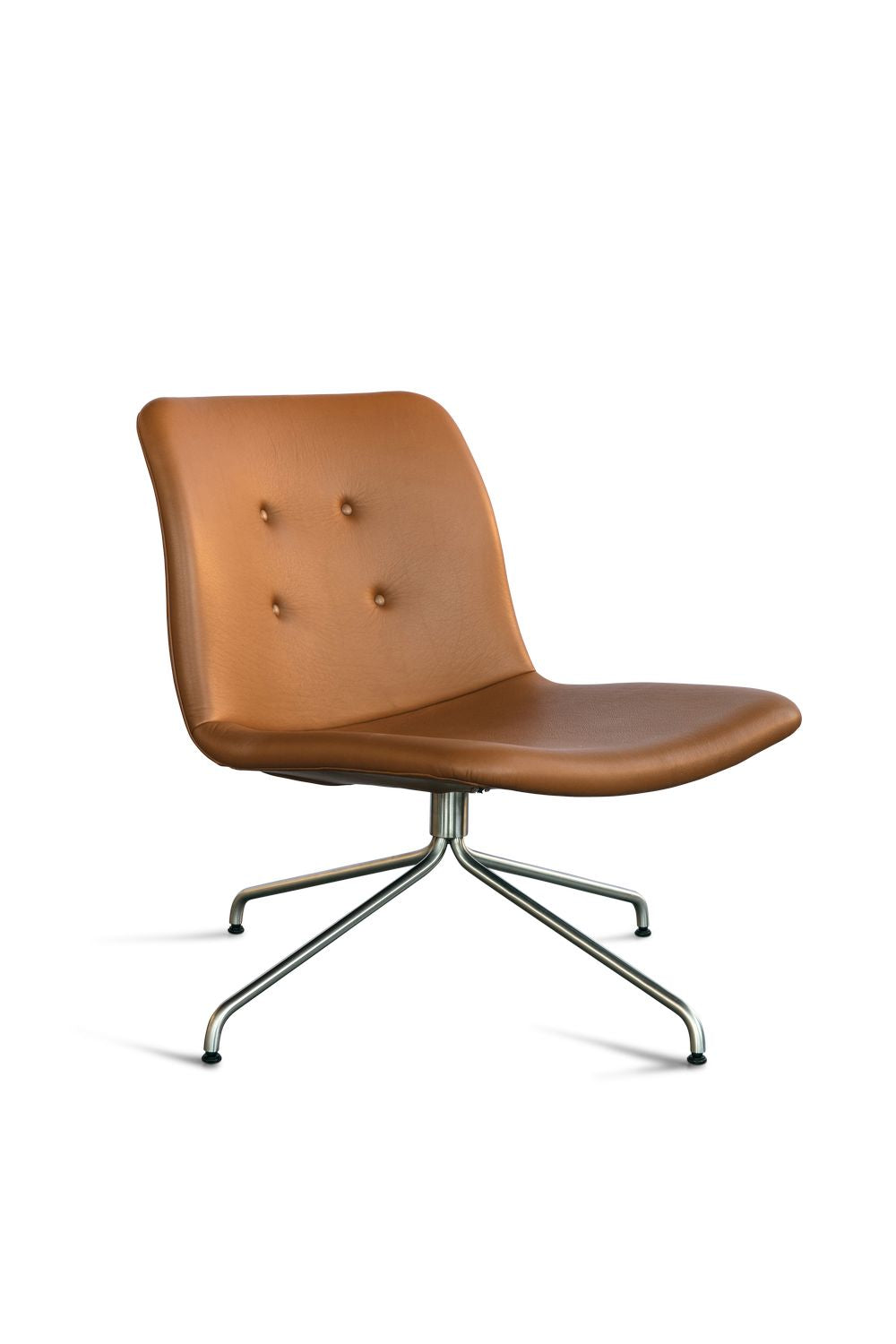 Bent Hansen Primum Lounge Chair Without Armrests, Stainless Steel Frames/Cognac Adrian Leather