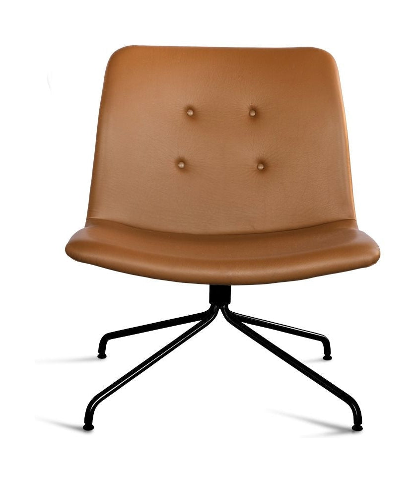 Krásná židle Hansen Primum bez opěrky, černý rám/koňaková Adrianská kůže