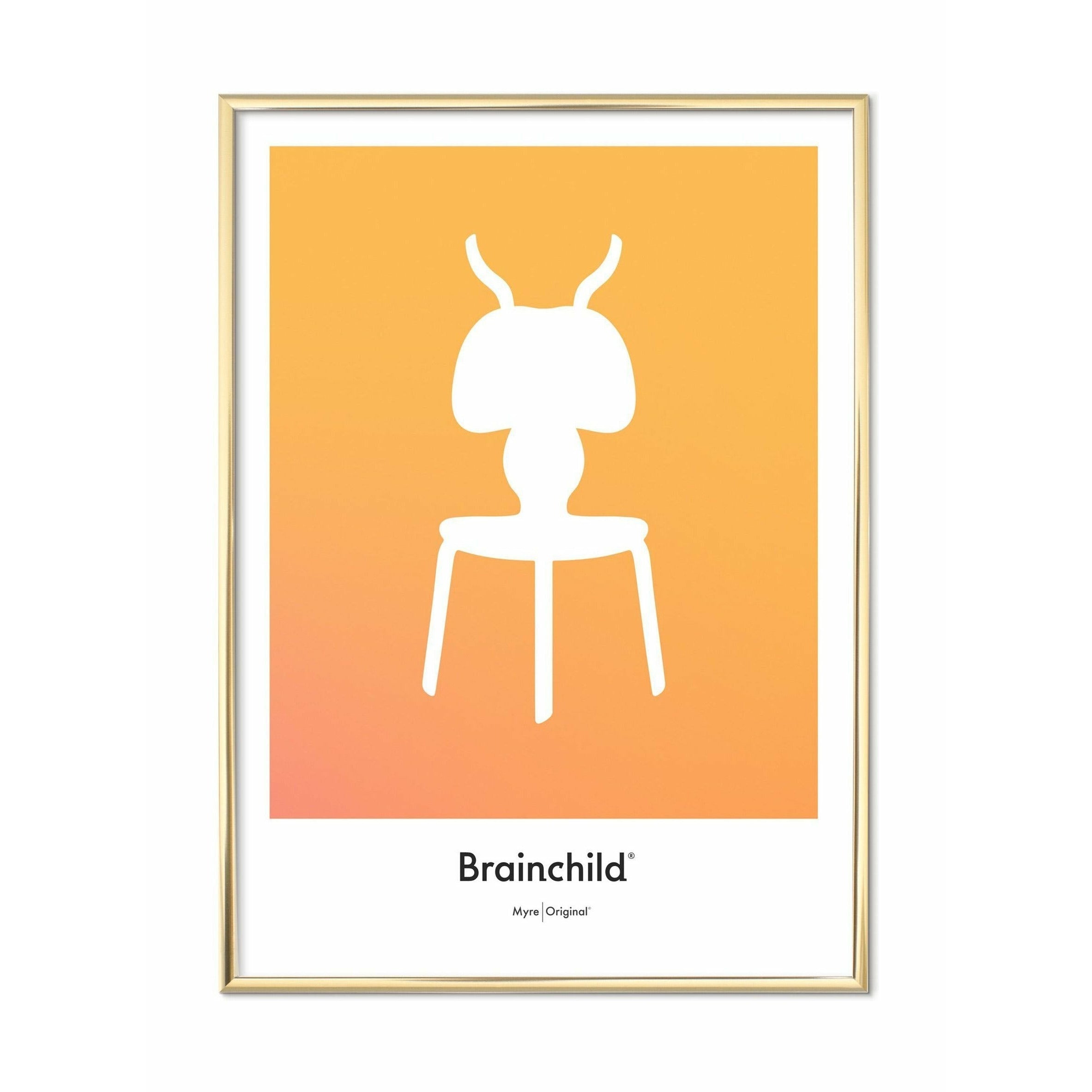 Plakát ikony Brainchild Ant Design, mosazný barevný rám 70 x100 cm, žlutá