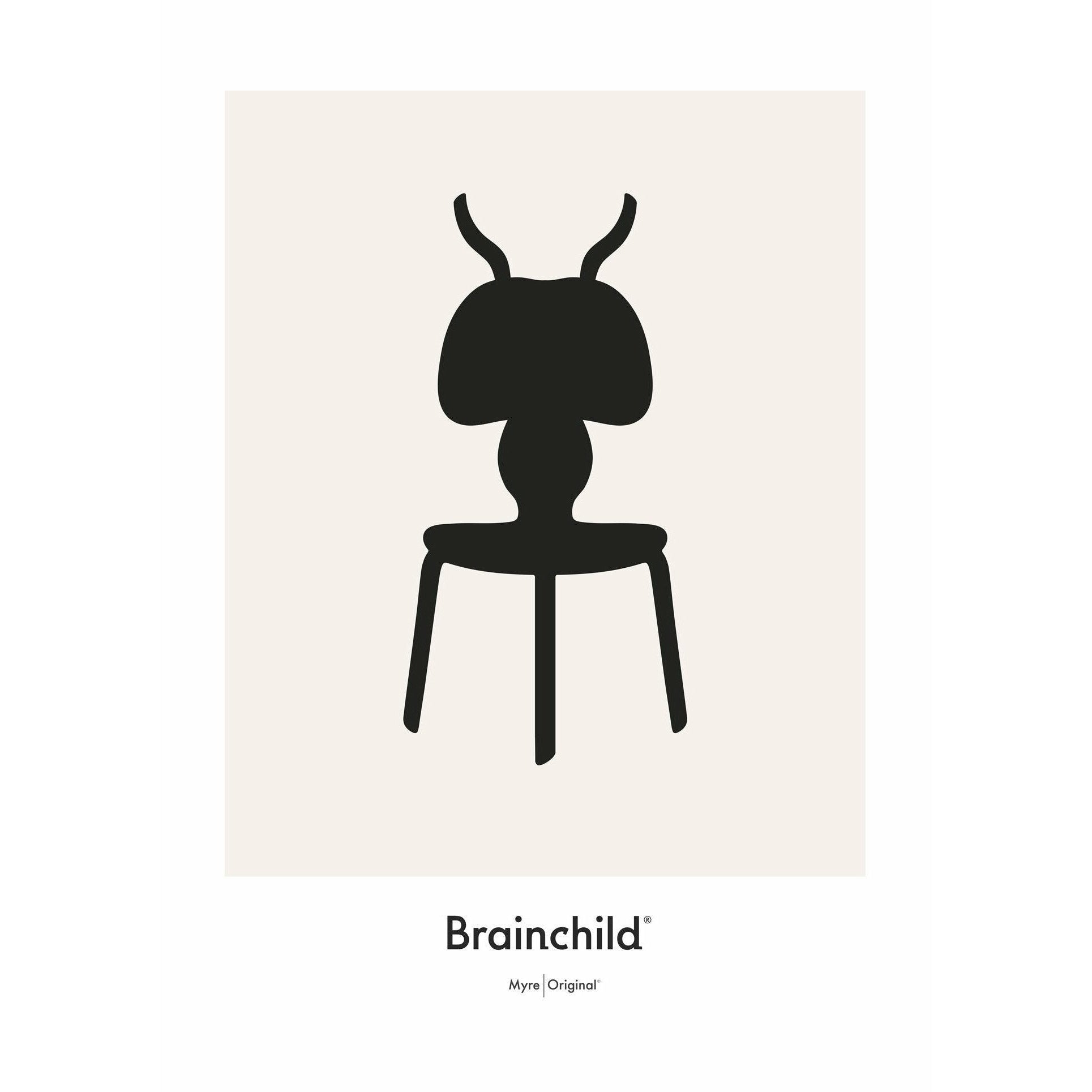 Plakát ikony mozkového designu mravenců bez rámu 70 x100 cm, šedá