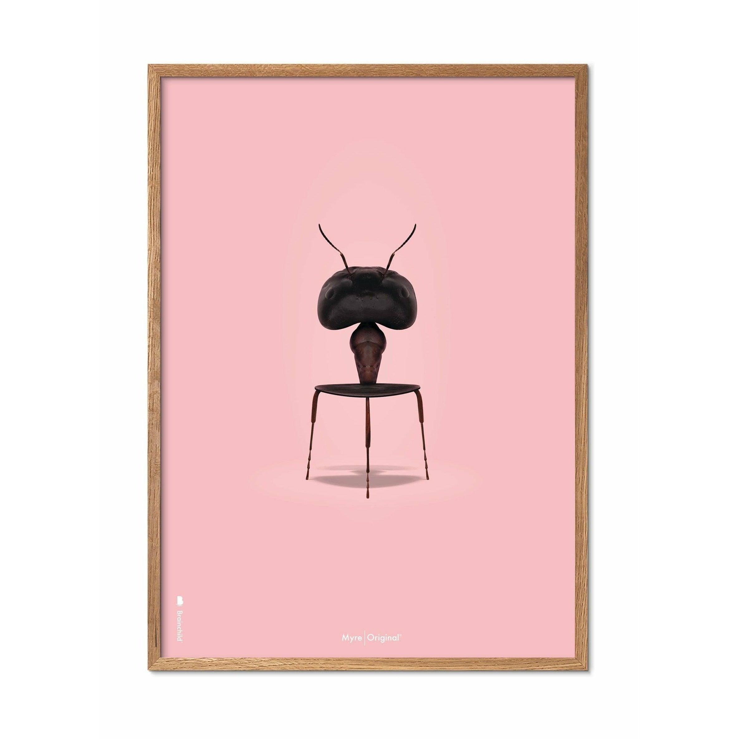 Brainchild Ant Classic plakát, rám vyrobený z lehkého dřeva 70x100 cm, růžové pozadí