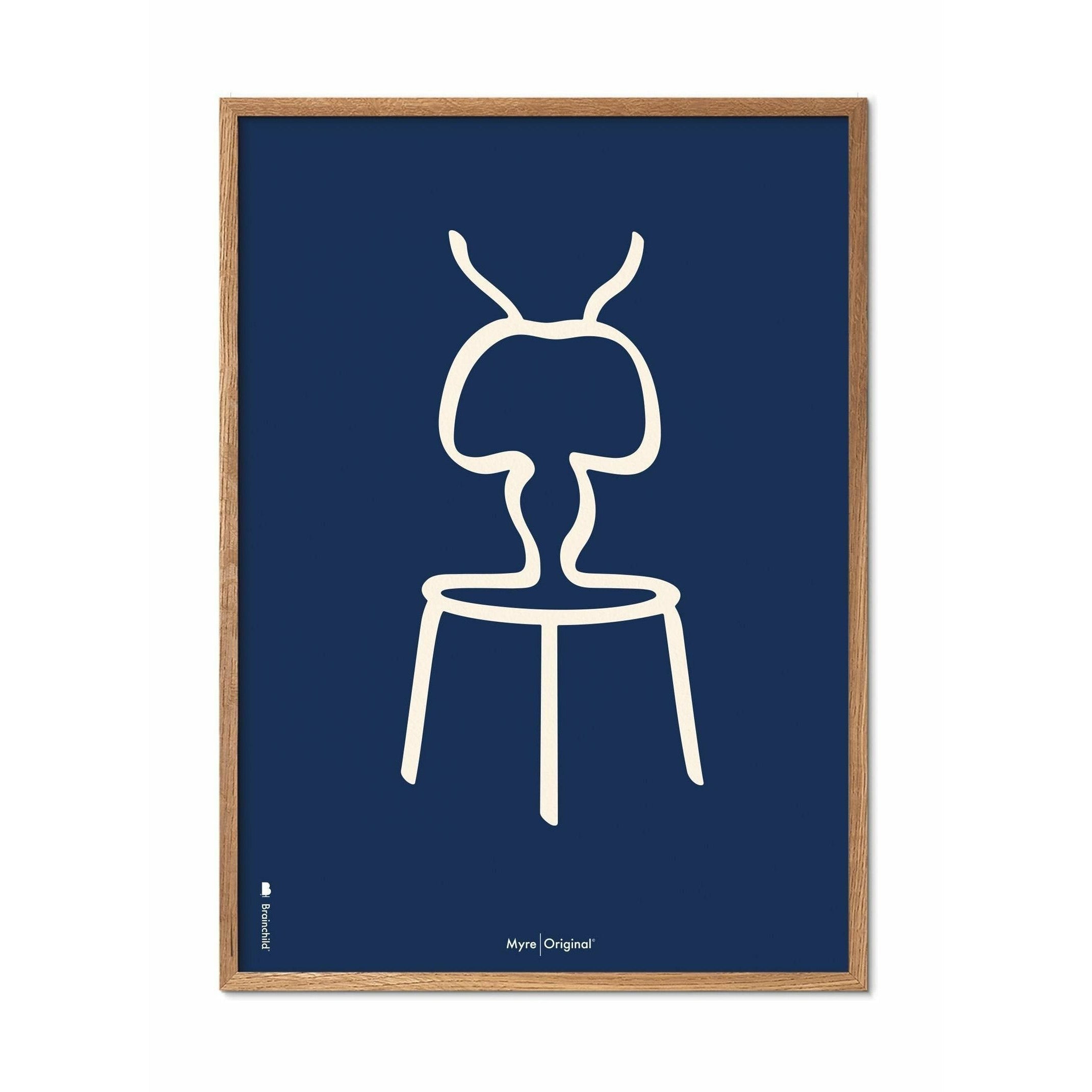 Plakát Ant Line Brainchild, rám vyrobený z lehkého dřeva 50x70 cm, modré pozadí
