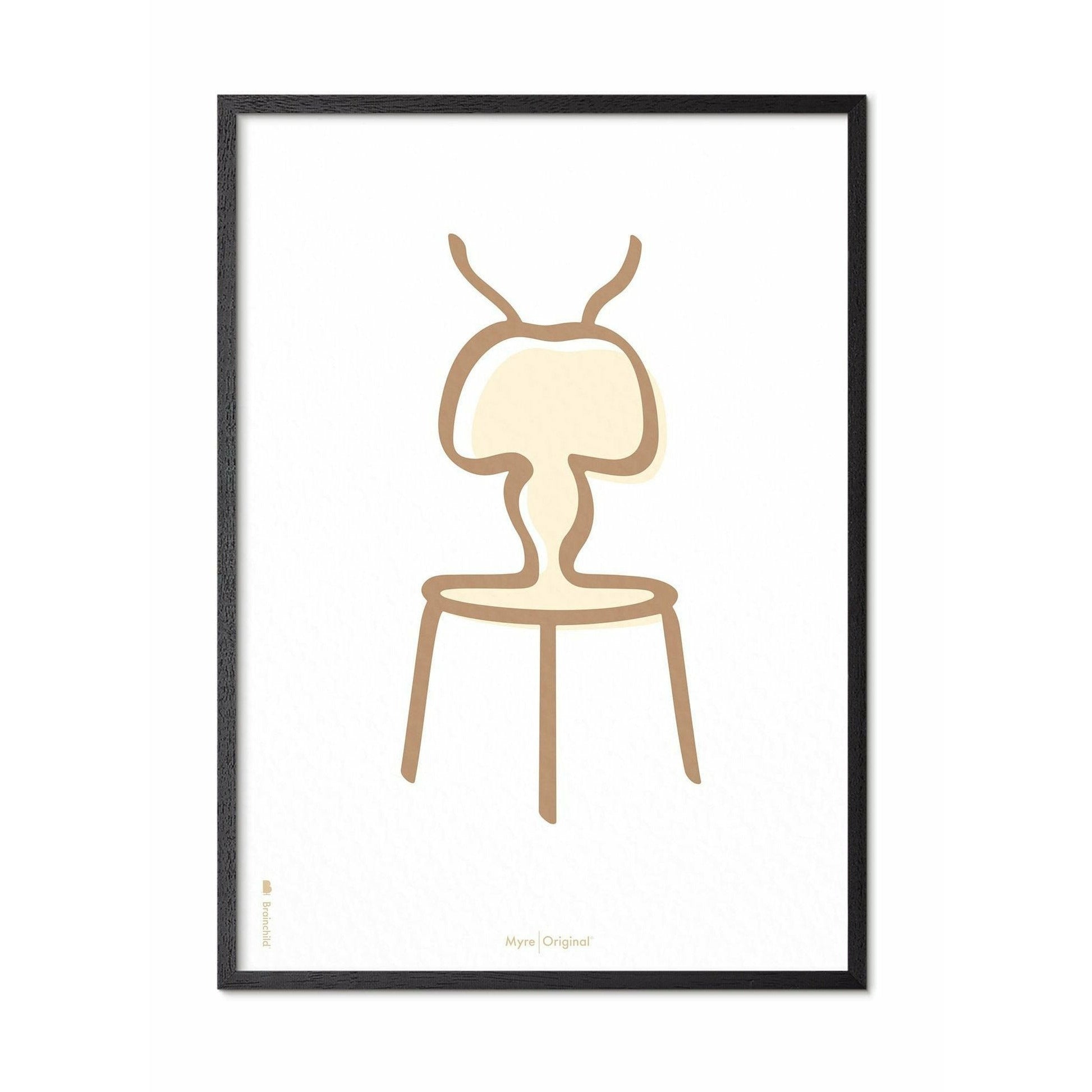 Plakát Ant Line Brainchild, rám v černém lakovaném dřevu 30x40 cm, bílé pozadí