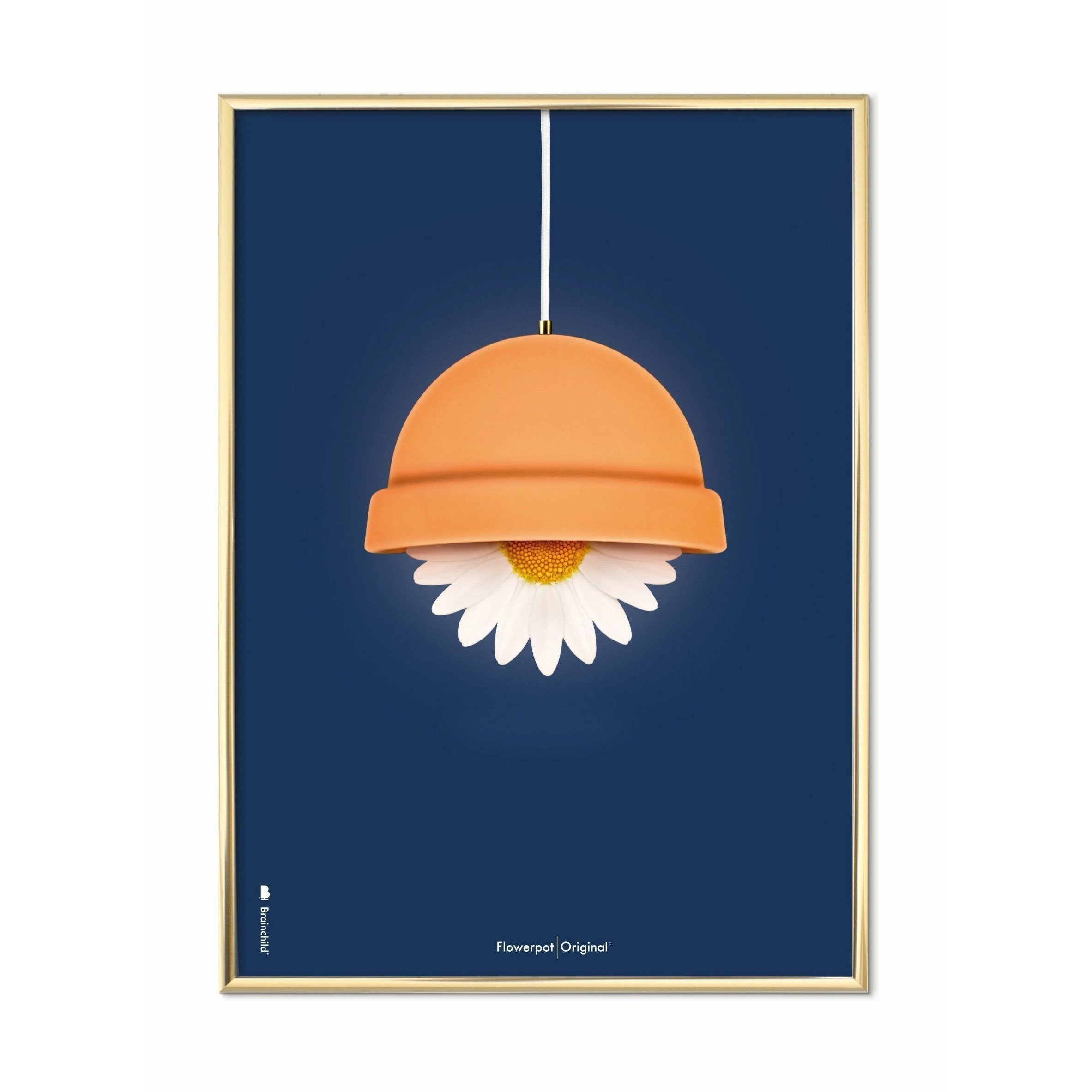 Klasický plakát Brainchild Flowerpot, mosazný rám 50x70 cm, tmavě modré pozadí