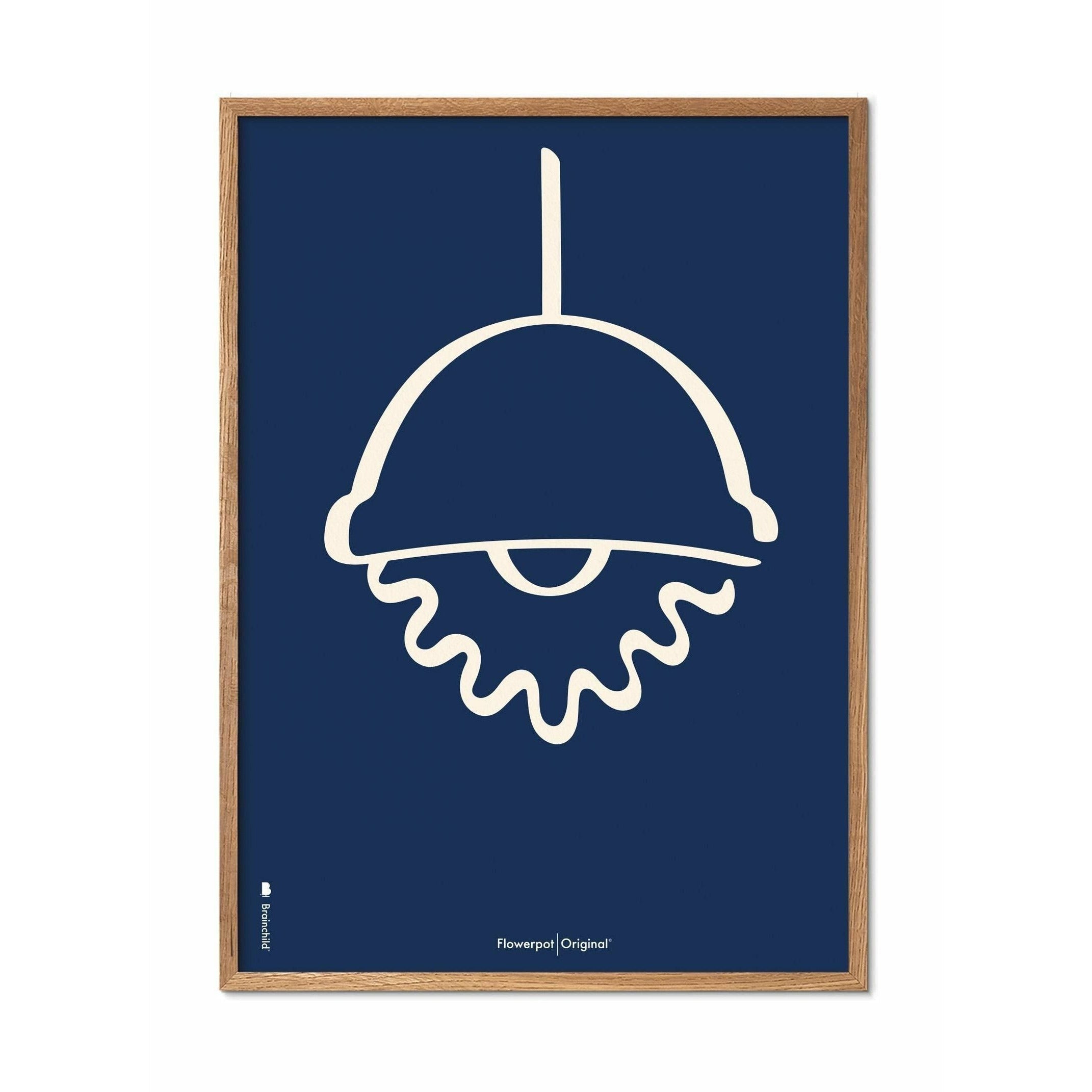 Plakát Brainchild Flowerpot Line, lehký dřevěný rám A5, modré pozadí