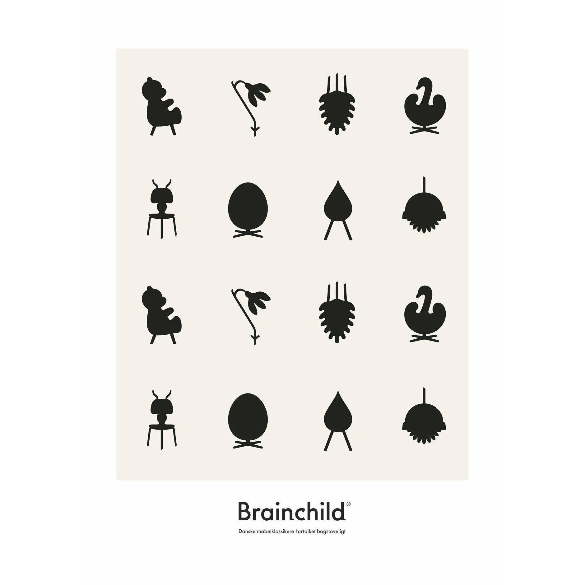 Brainchild Design Icon Poster Without Frame A5, Grey