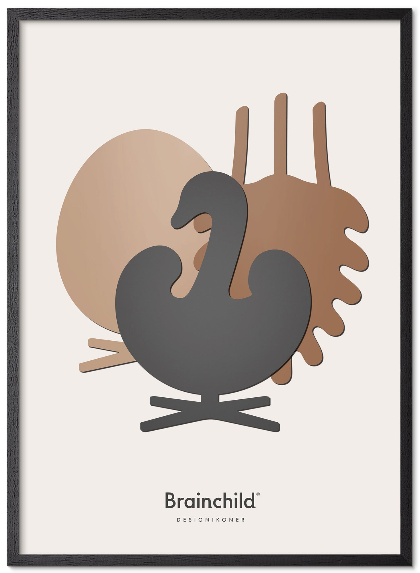 Brainchild Design Icons Plakát Symfonický rám v černém lakovaném dřevu A5, světle šedá