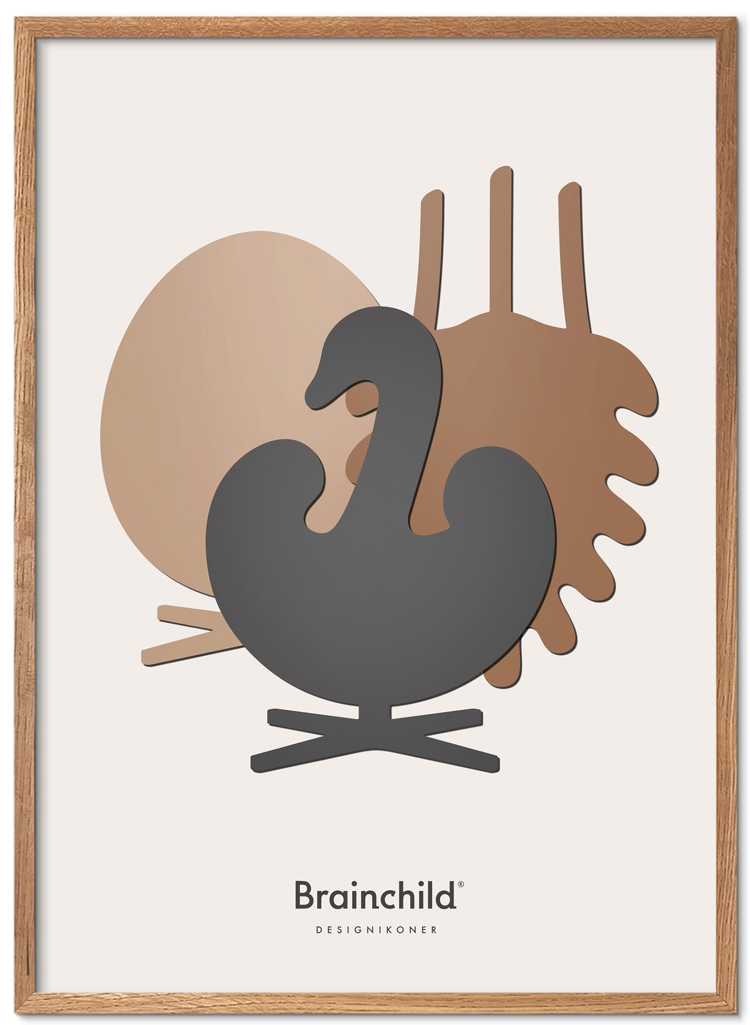 Designové ikony mozků Plakát Symfonický rám vyrobený z lehkého dřeva 30x40 cm, tmavě šedá