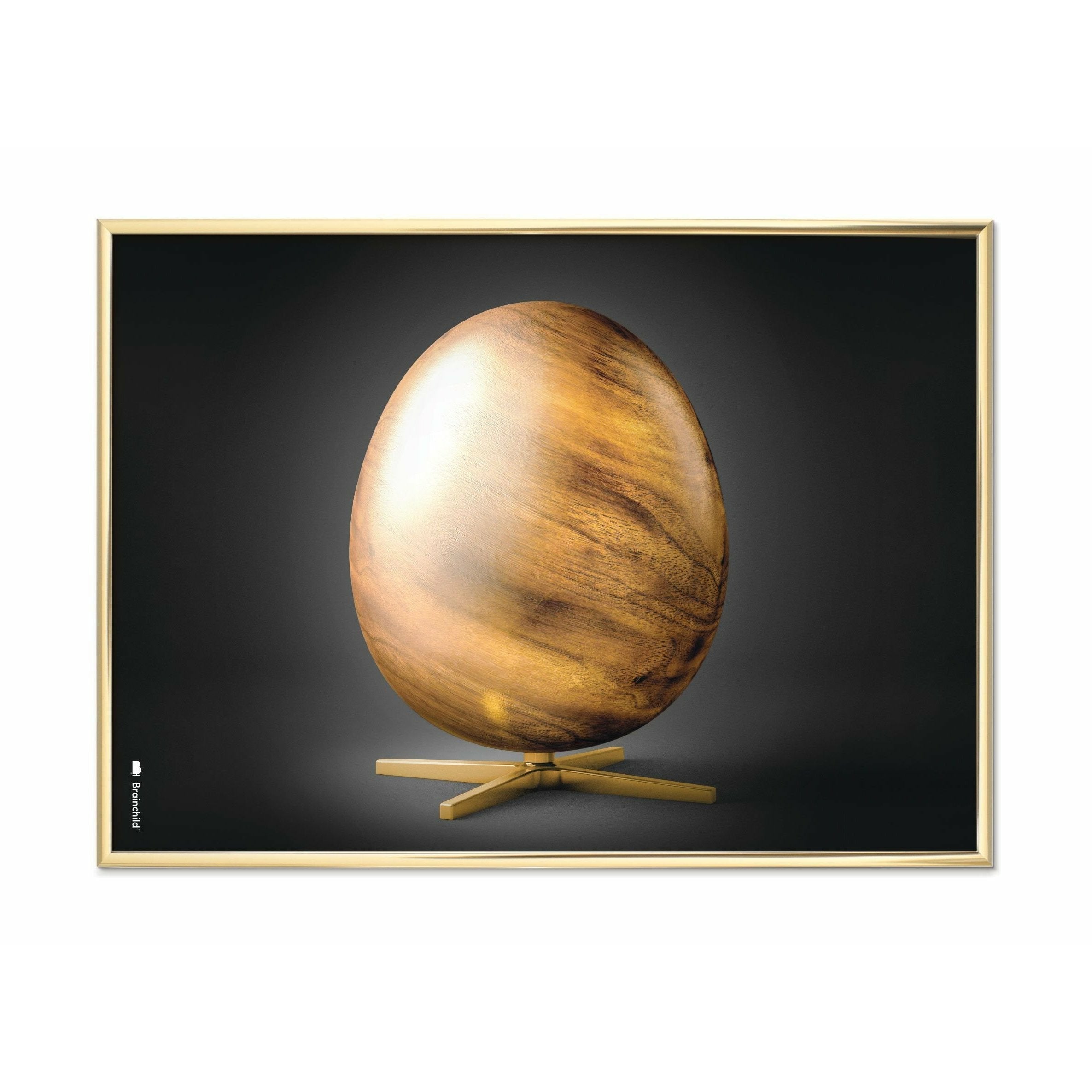 Brainchild Egg Cross Format Poster, Brass Colored Frame 70 X100 Cm, Black