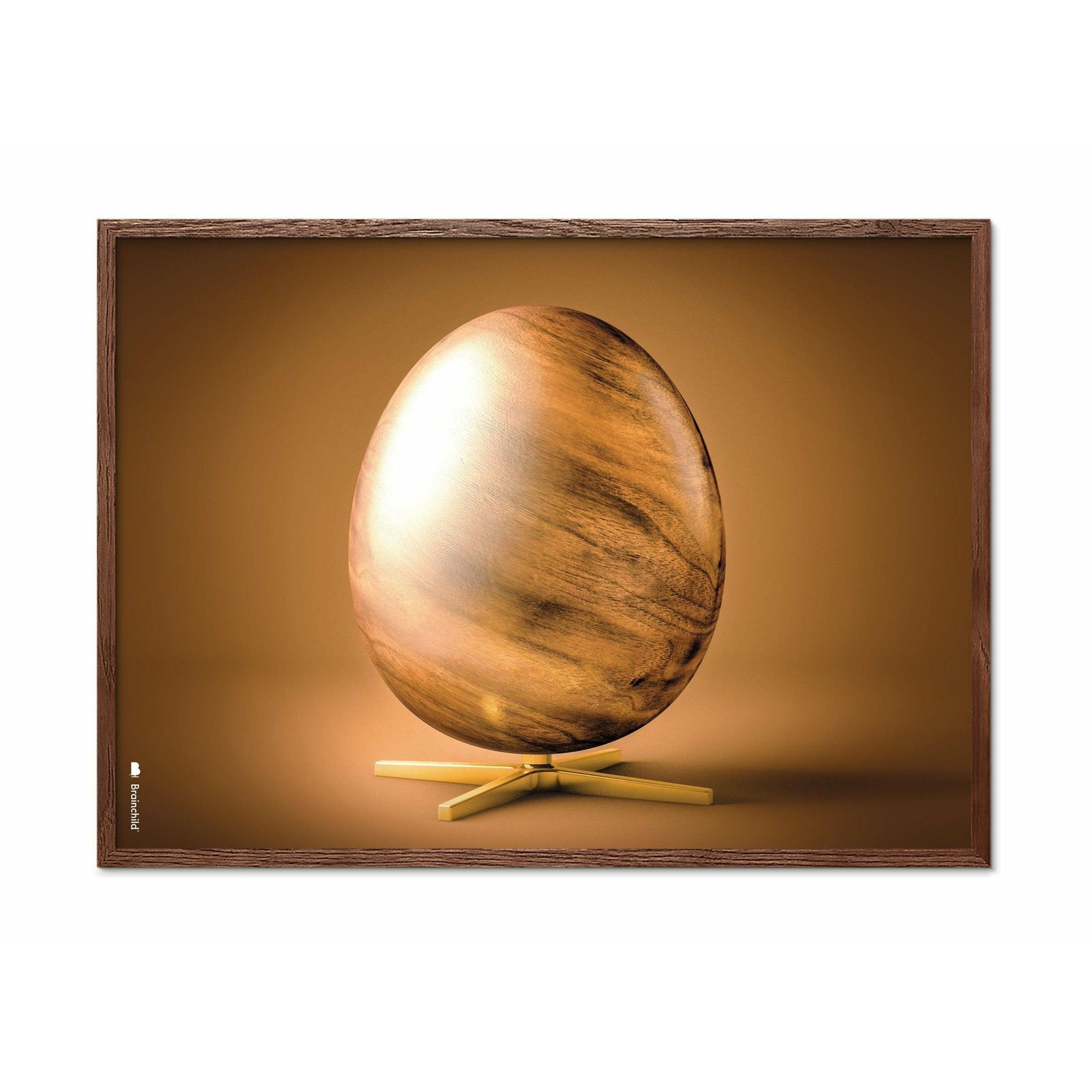 Plakát křížového formátu vajec z mozku, rám vyrobený z tmavého dřeva 30x40 cm, hnědý
