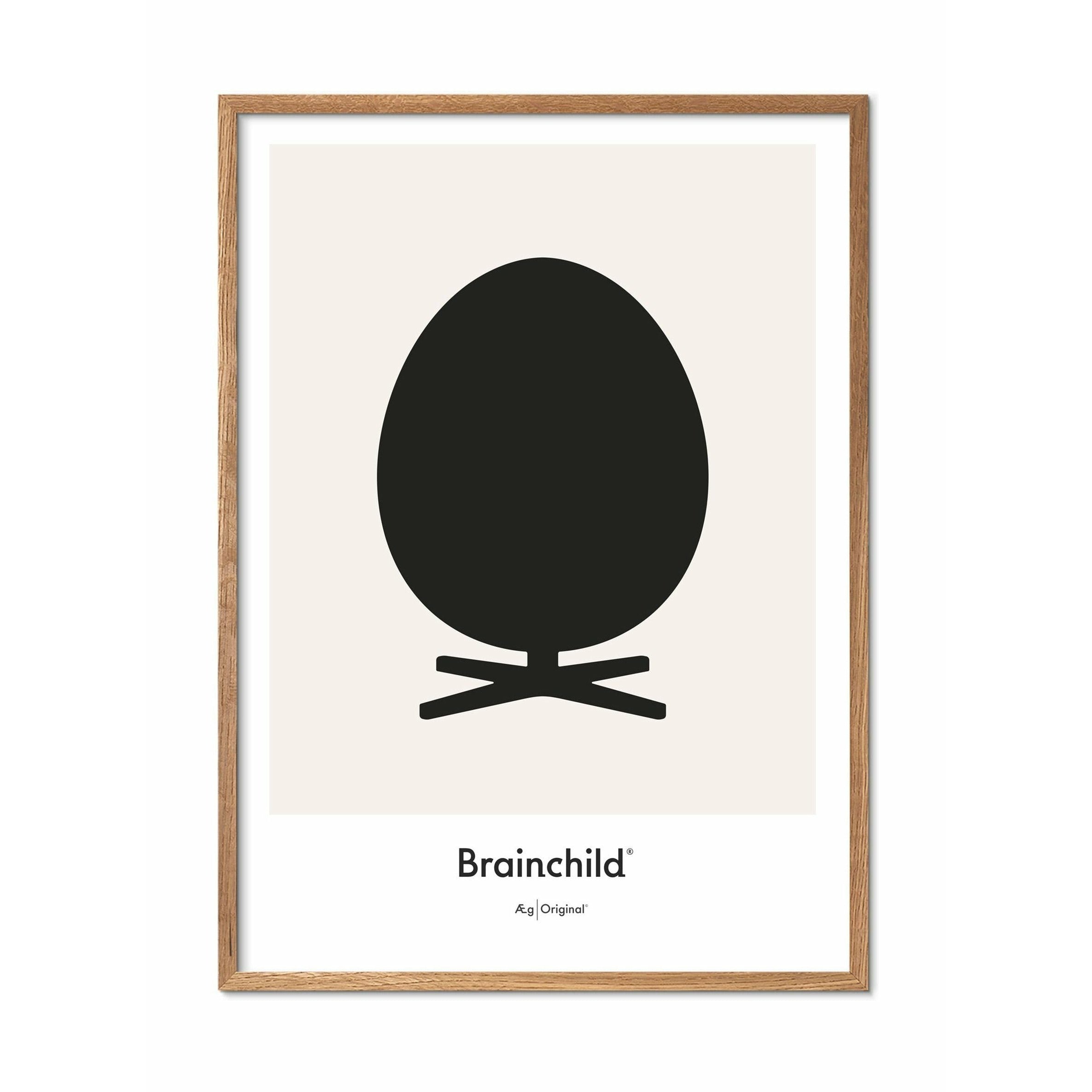 Plakát ikony vajíčka pro vajíčko, rám vyrobený z lehkého dřeva A5, šedá