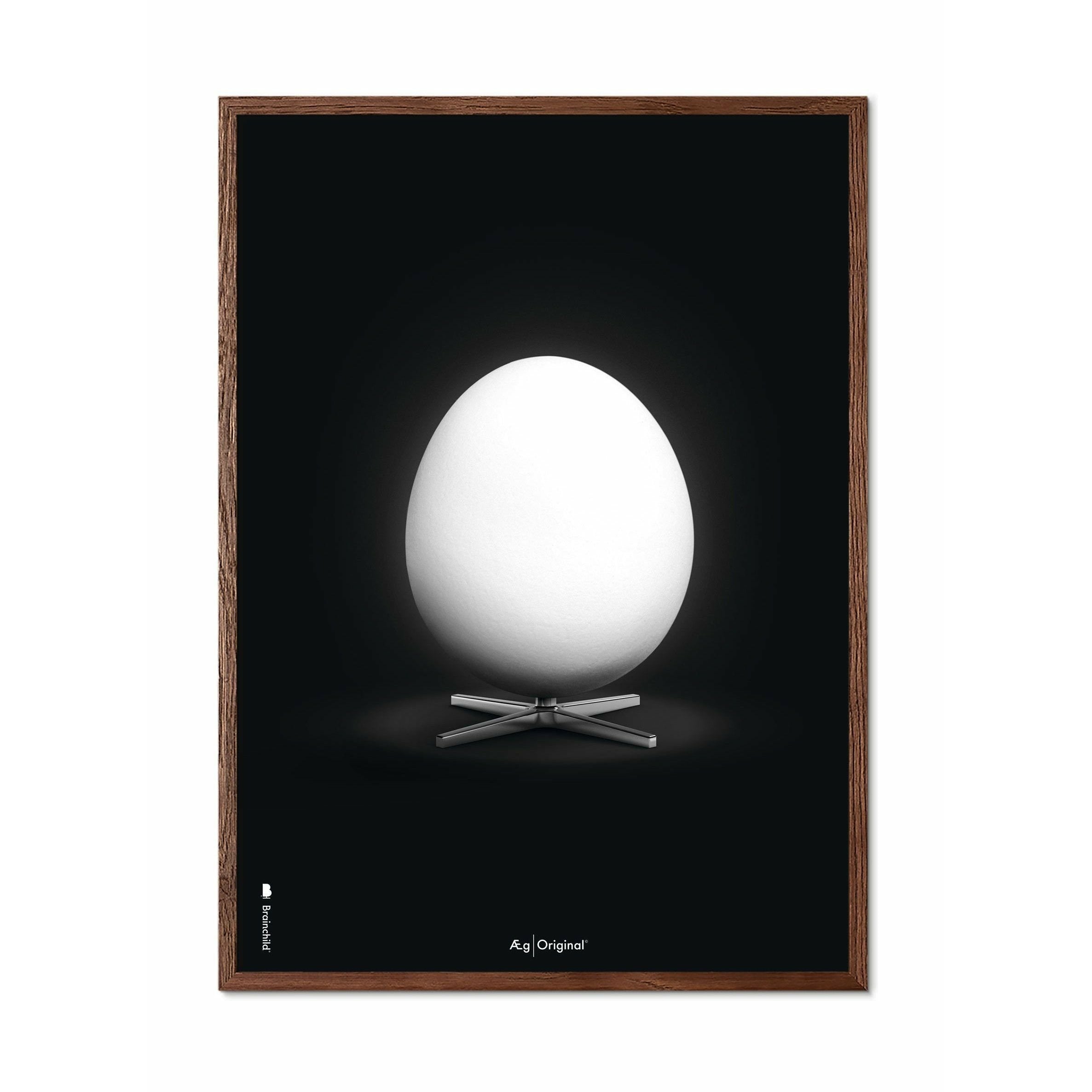 Brainchild Egg Classic Poster, Frame Made Of Dark Wood 30x40 Cm, Black Background