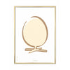 Brainchild Egg Line Poster, Brass Colored Frame A5, White Background