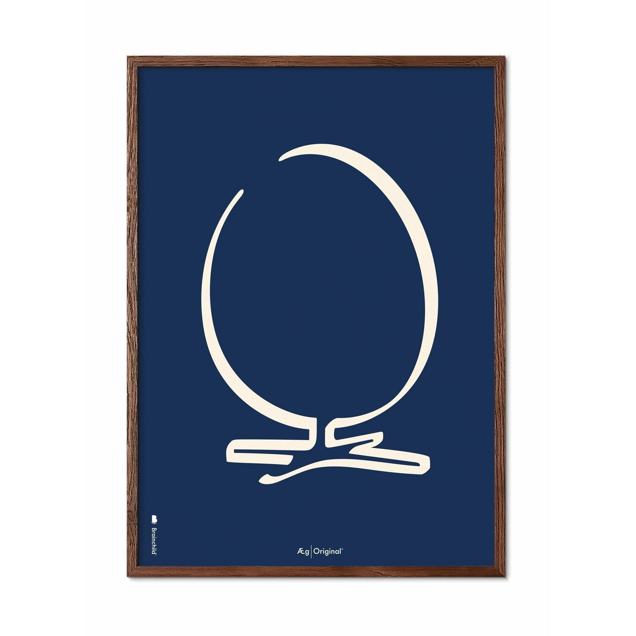 Plakát vejce z vajec, rám vyrobený z tmavého dřeva 50x70 cm, modré pozadí