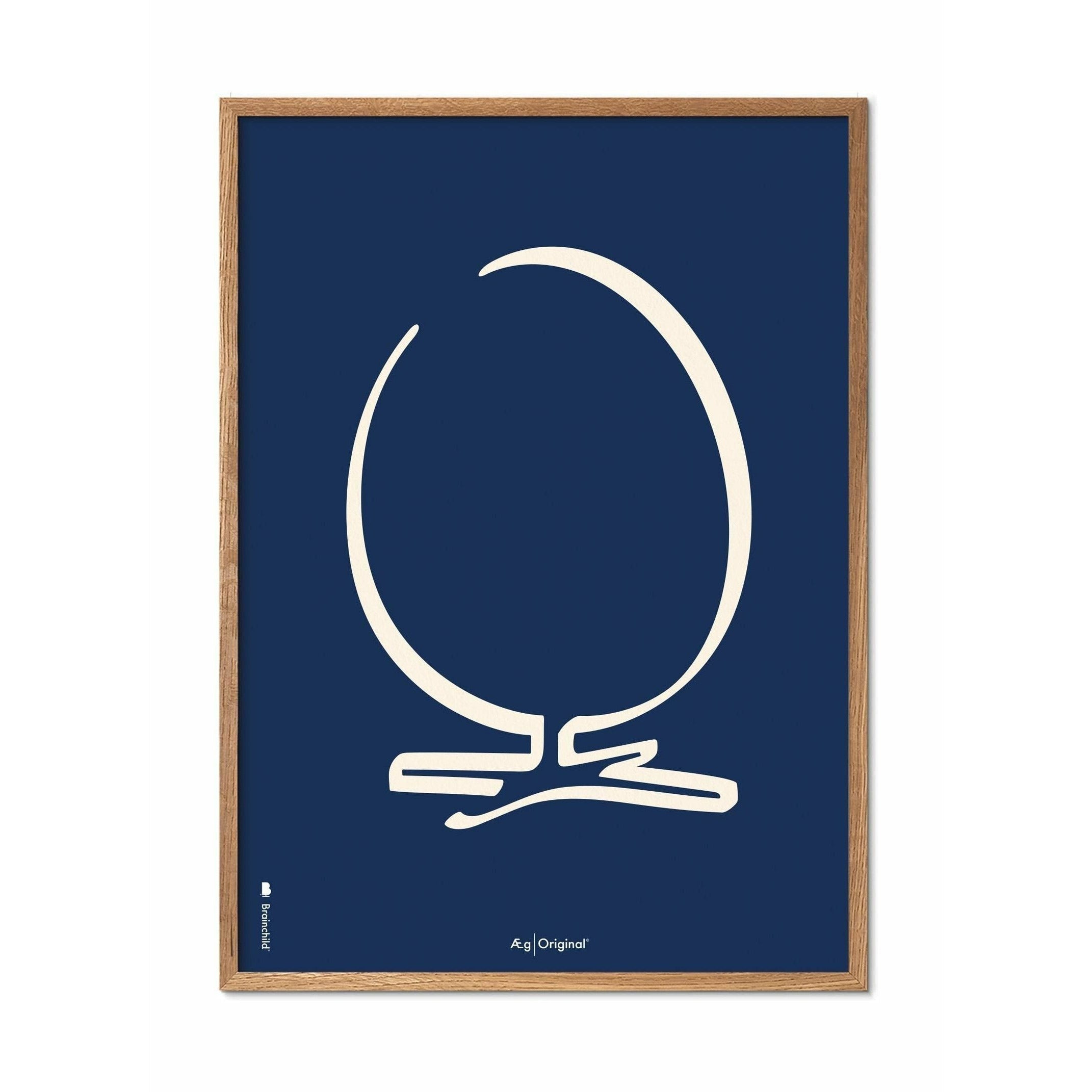 Plakát vejce z mozku, rám vyrobený z lehkého dřeva A5, modré pozadí
