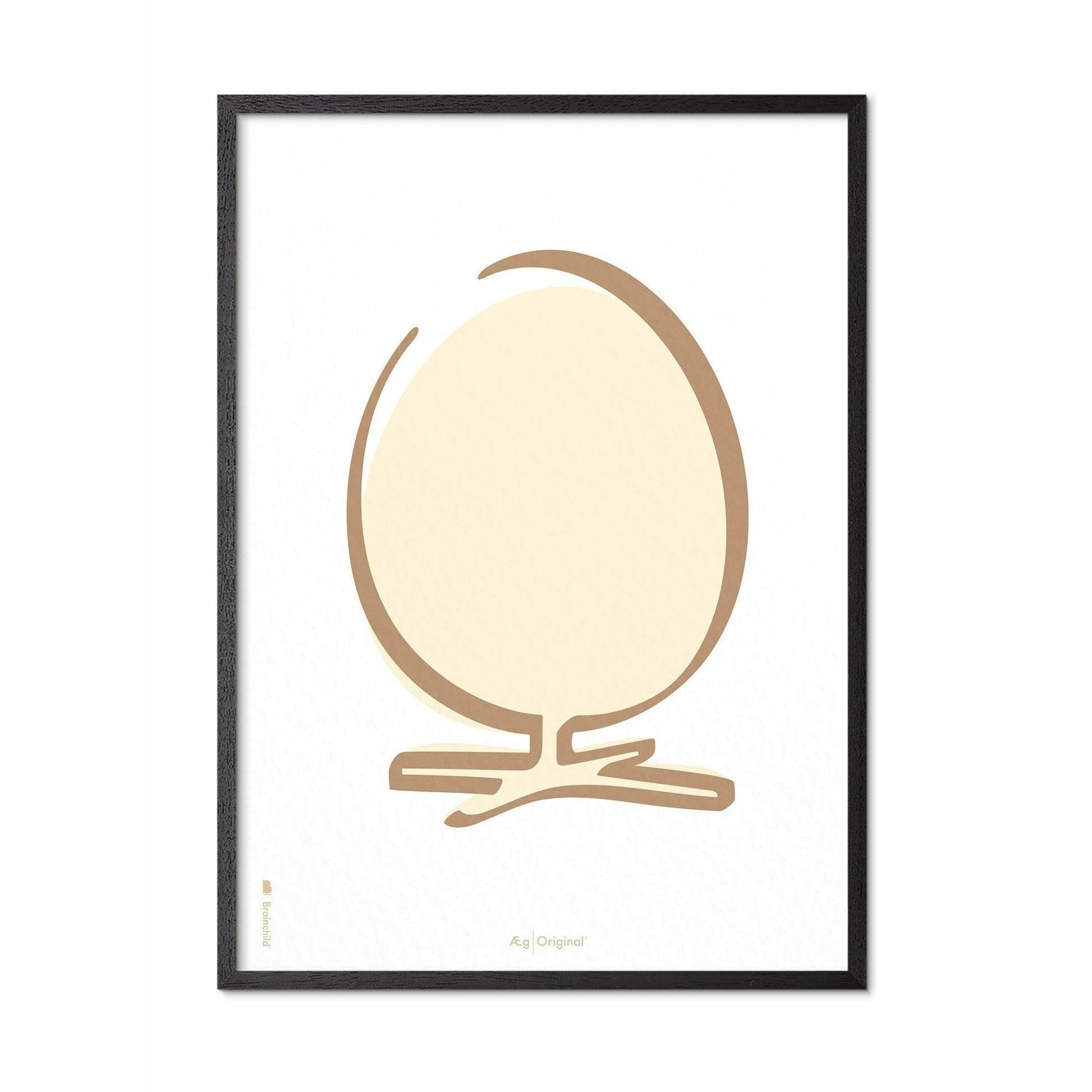Plakát linie vajec z mozku, rám v černém lakovaném dřevěném dřevu A5, bílé pozadí
