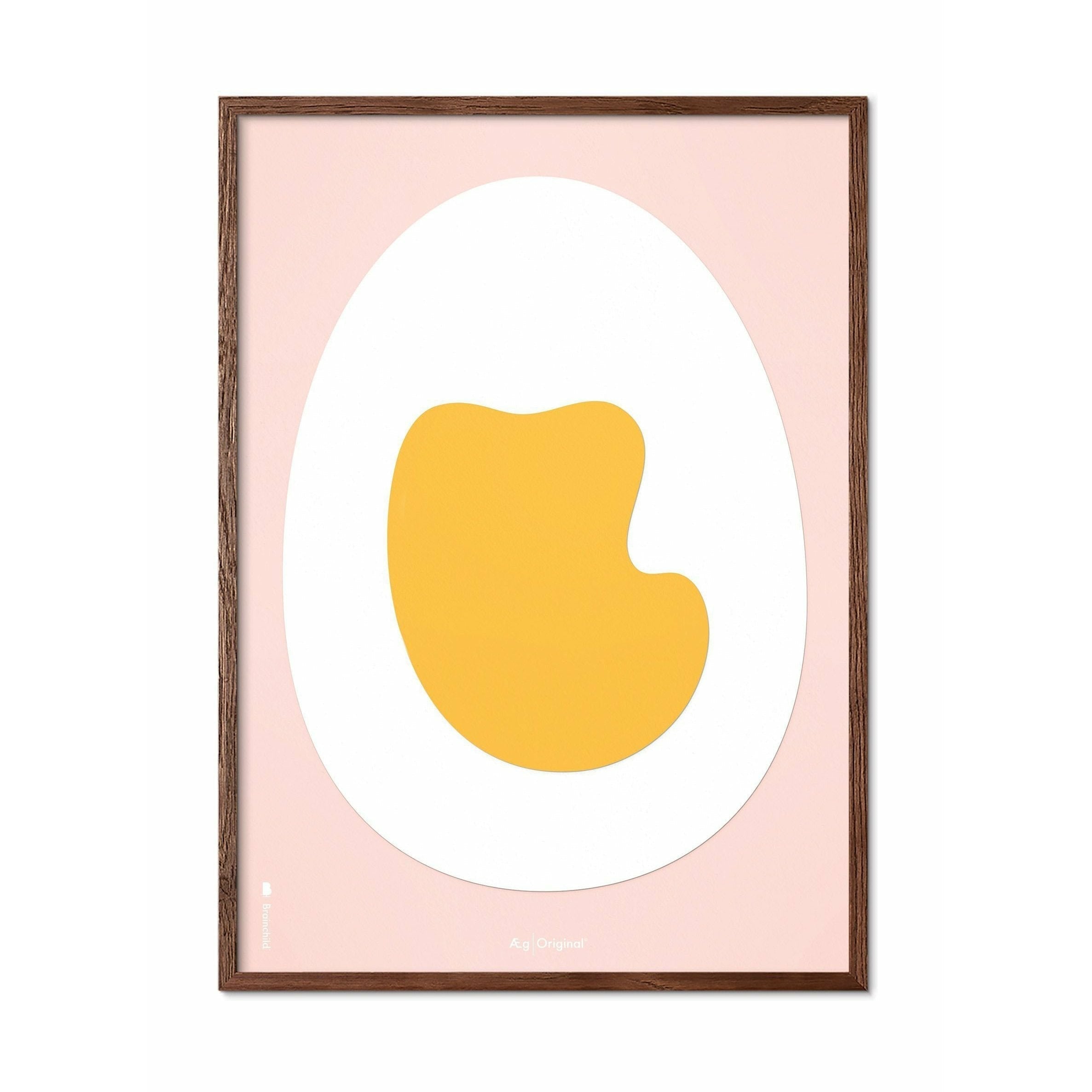 Plakát vaječných sponek z vajec z mozku, rám vyrobený z tmavého dřeva 70x100 cm, růžové pozadí