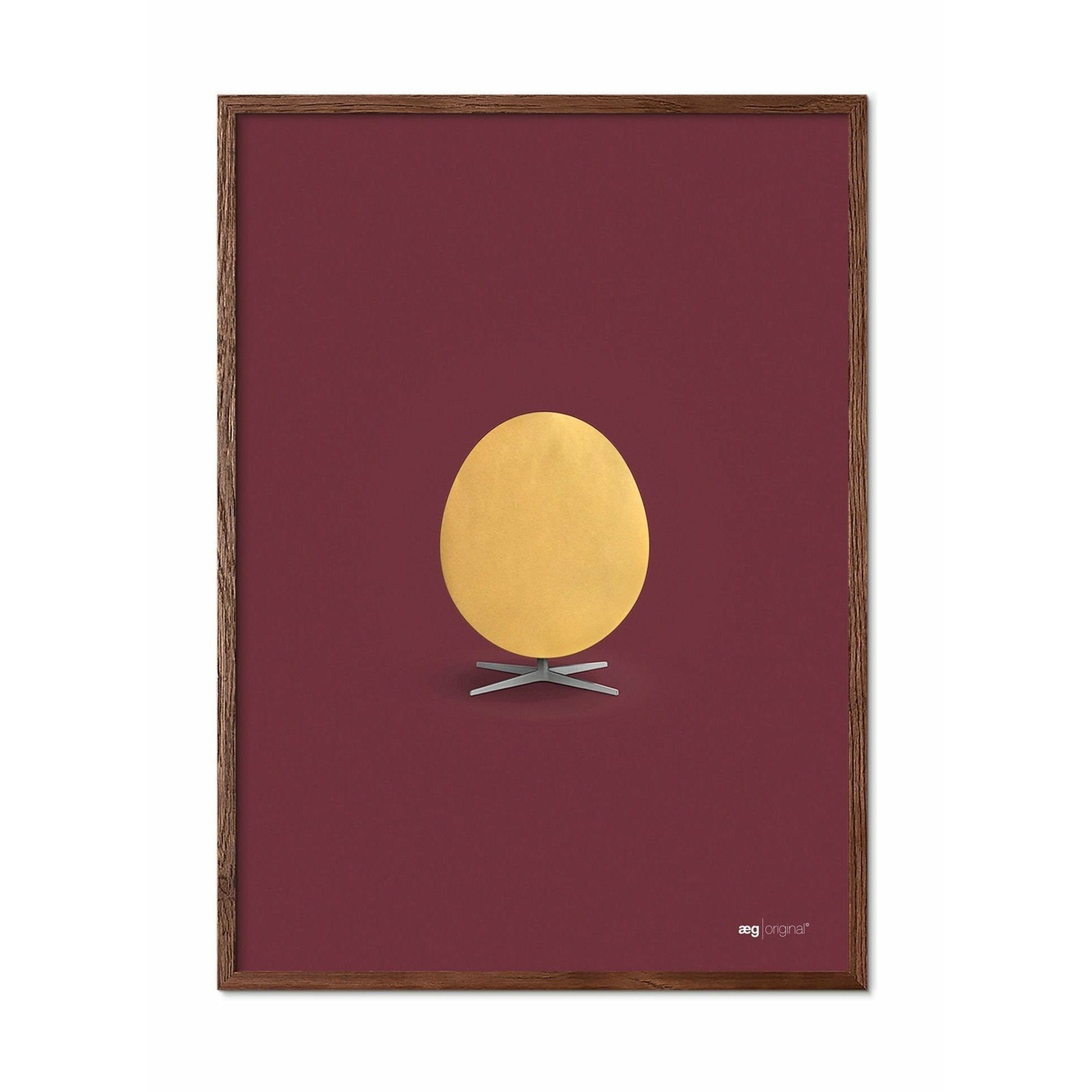 Plakát vajec z mozku, tmavý dřevěný rám A5, Zlato/Bordeaux pozadí
