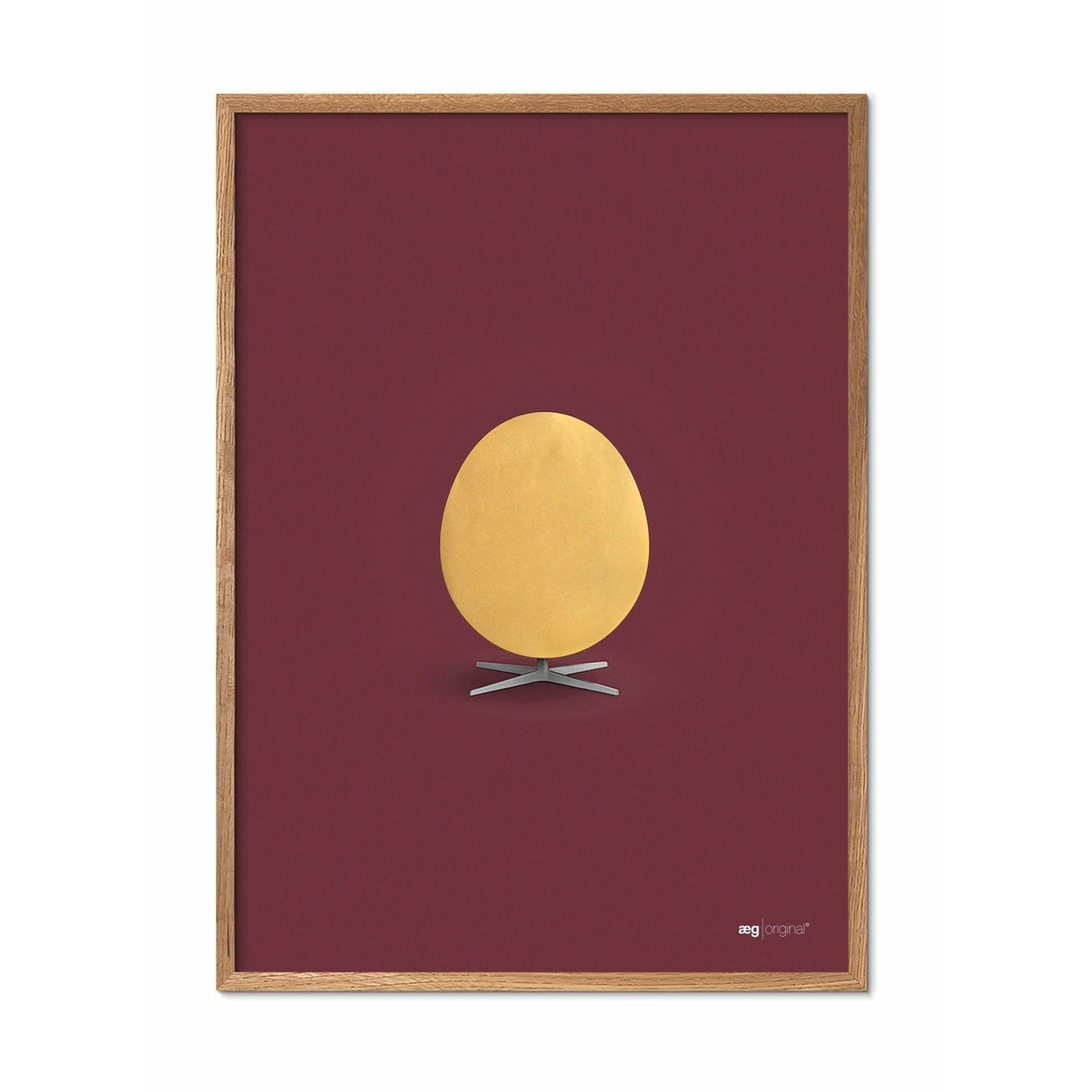 Plakát vajec mozků, lehký dřevěný rám A5, Zlato/Bordeaux pozadí
