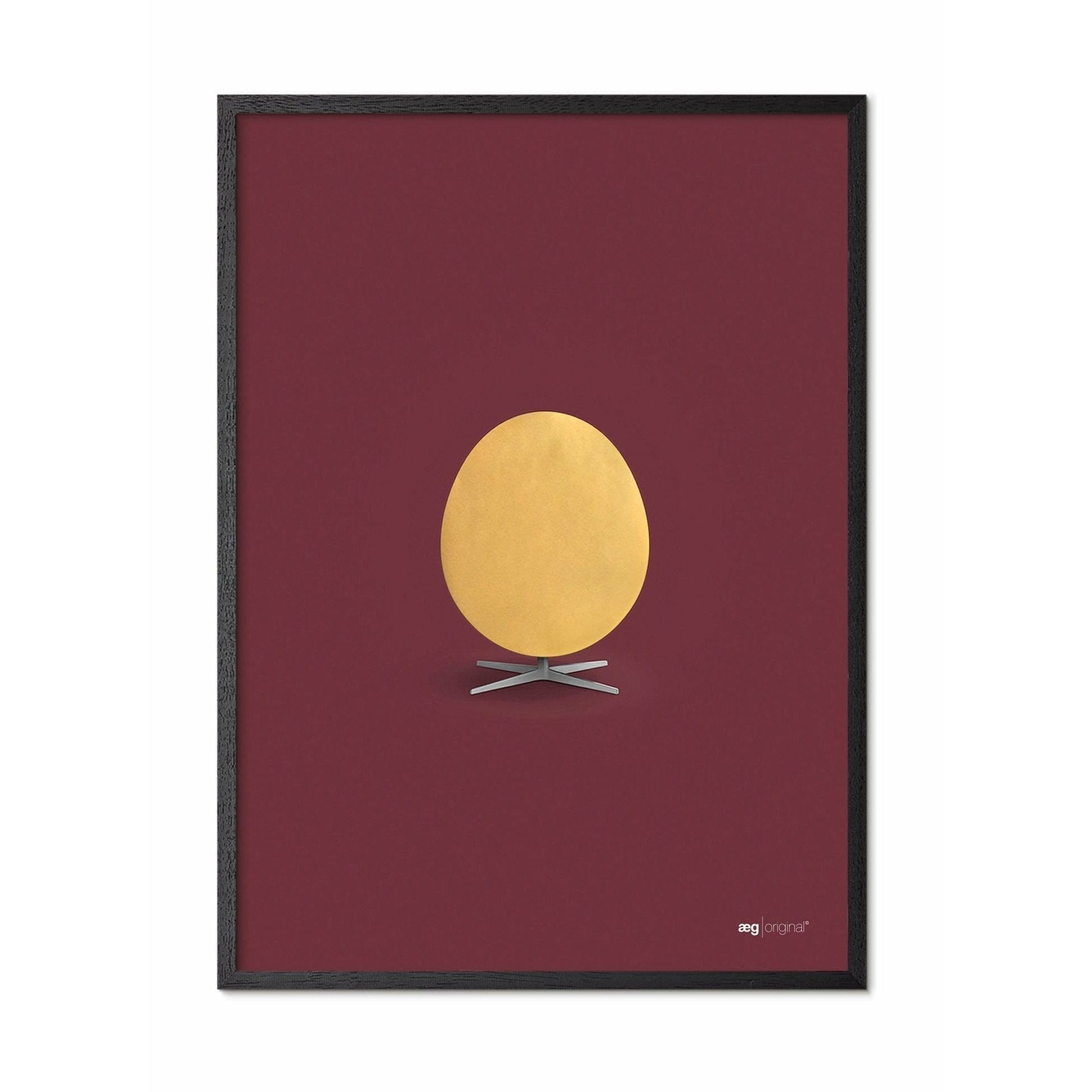 Plakát vajec mozků, rám v černém lakovaném dřevu A5, Zlato/Bordeaux pozadí