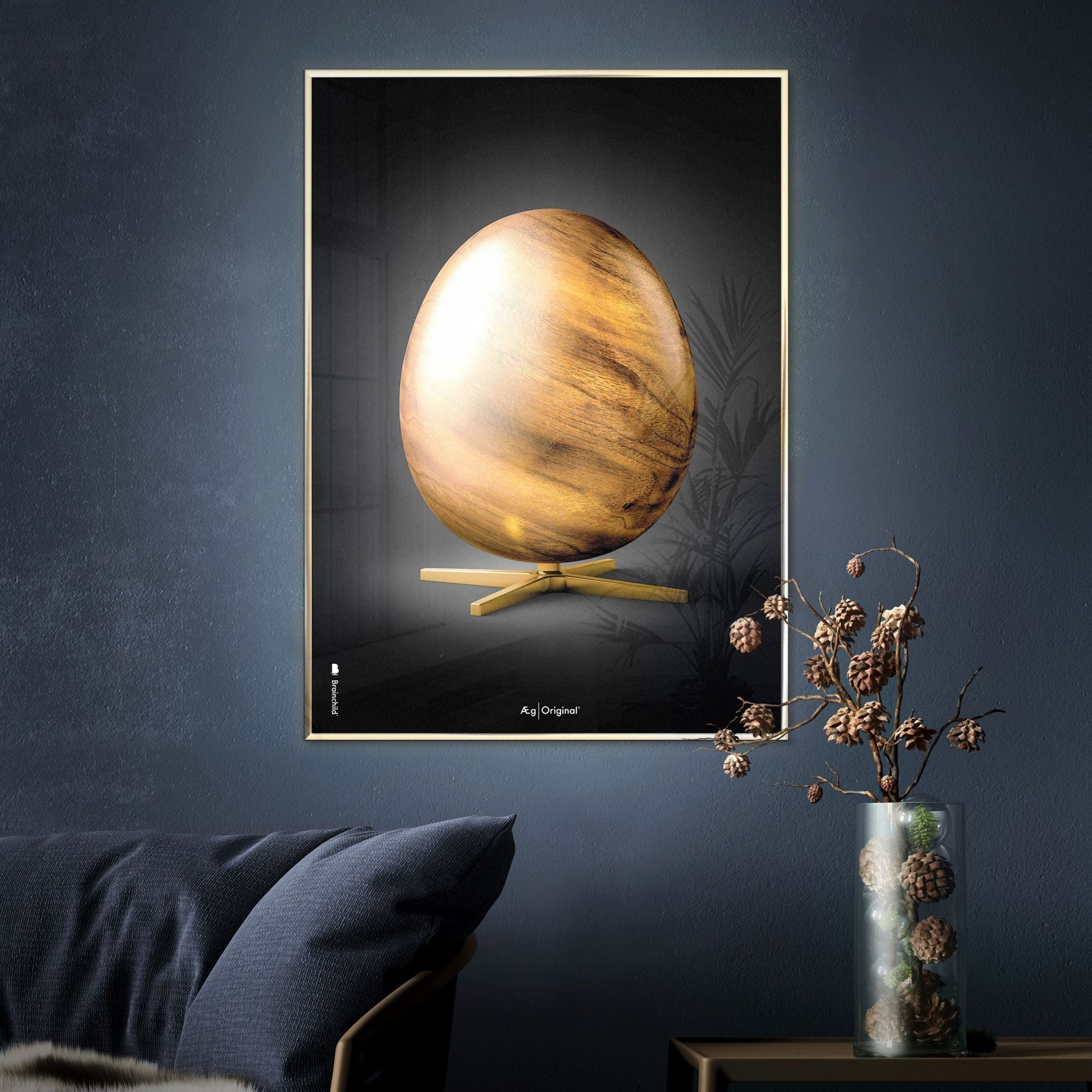 Brainchild Egg Figures Poster, Frame Made Of Light Wood 70x100 Cm, Black