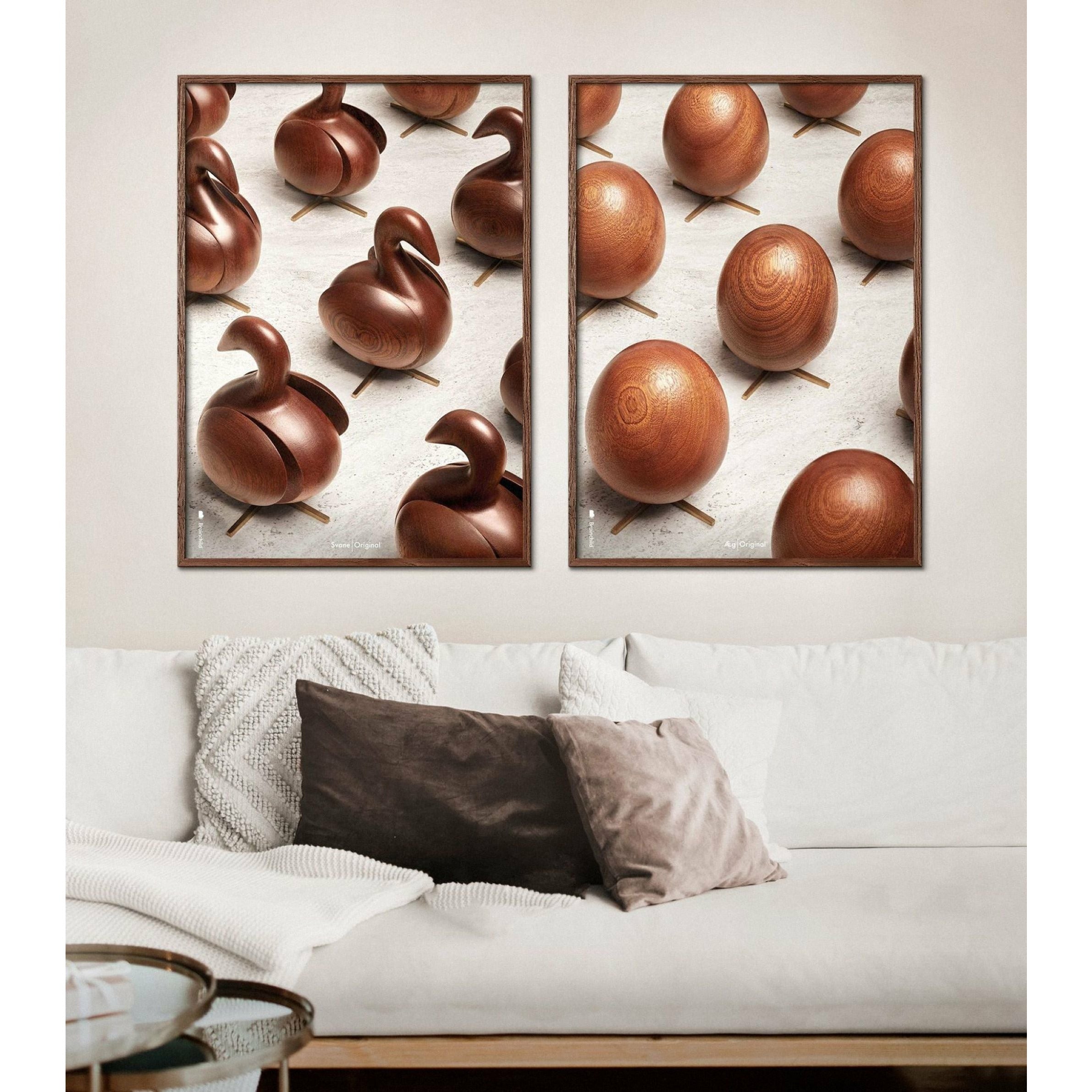 Plakát vajec z vajíčka, rám vyrobený z tmavého dřeva, 30x40 cm
