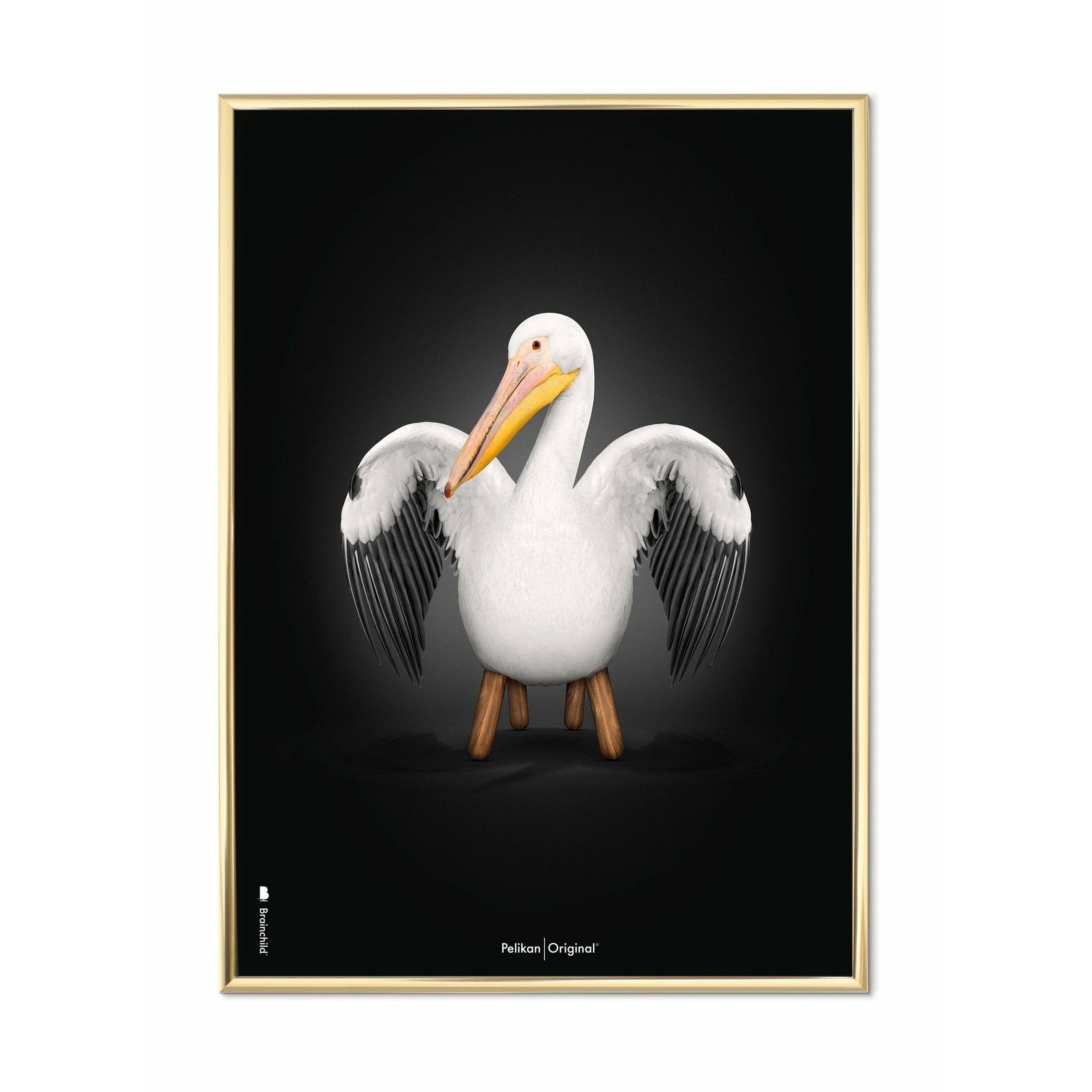 Brainchild Pelikan Classic plakát, mosazný barevný rám 70 x100 cm, černé pozadí