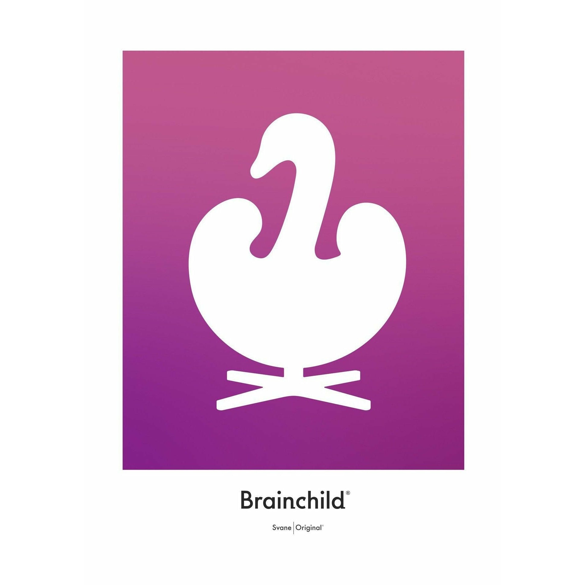 Plakát ikon designu Brainchild Swan bez rámu 70 x100 cm, fialová