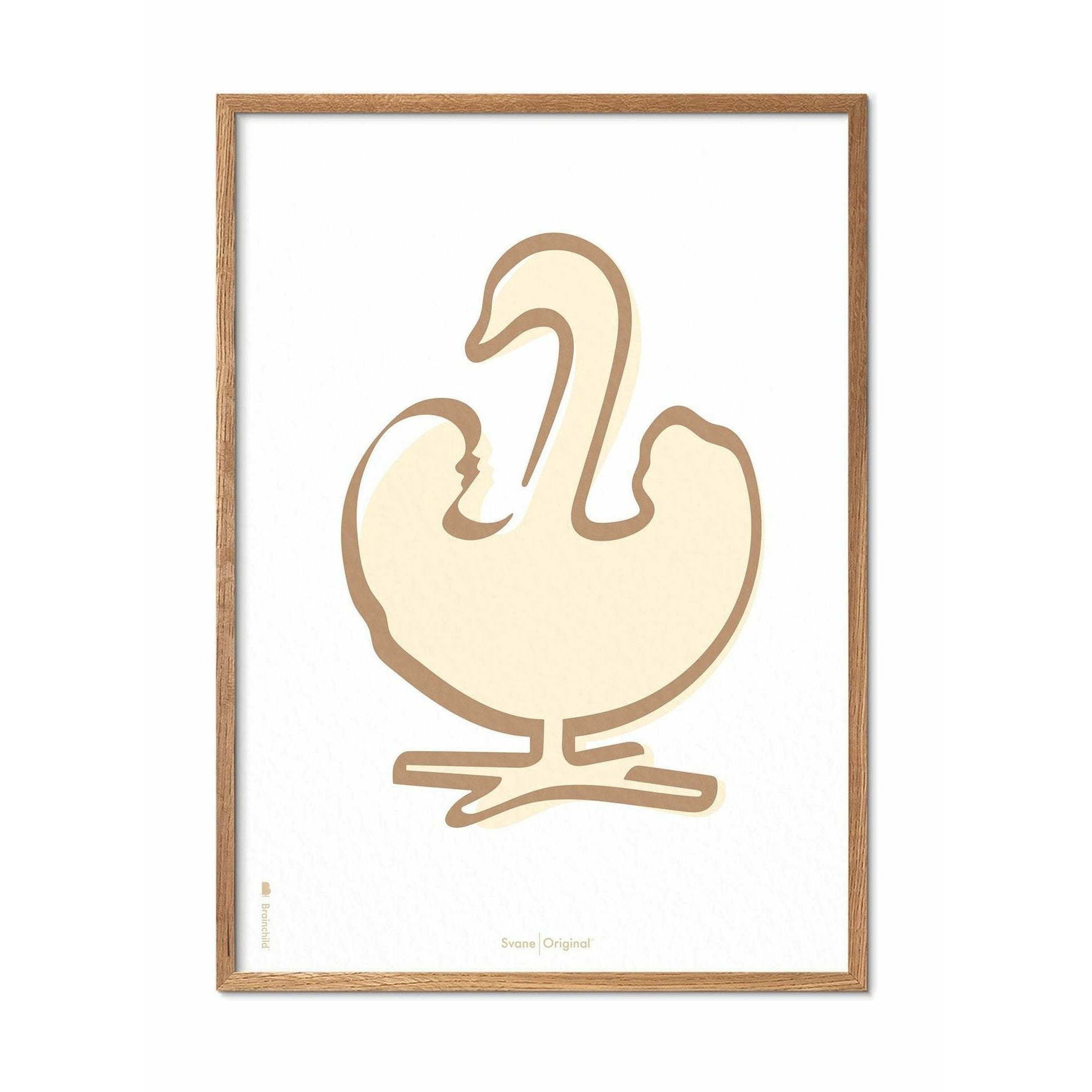 Plakát s labutí labutí, rám vyrobený z lehkého dřeva 30x40 cm, bílé pozadí