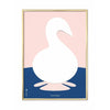 Plakát s labuťovou sponou s labuťovým papírem, mosazný barevný rám 50x70 cm, růžové pozadí