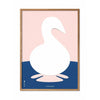 Plakát s labuťovou sponou s labuťovou sponou, rám vyrobený z lehkého dřeva 50x70 cm, růžové pozadí