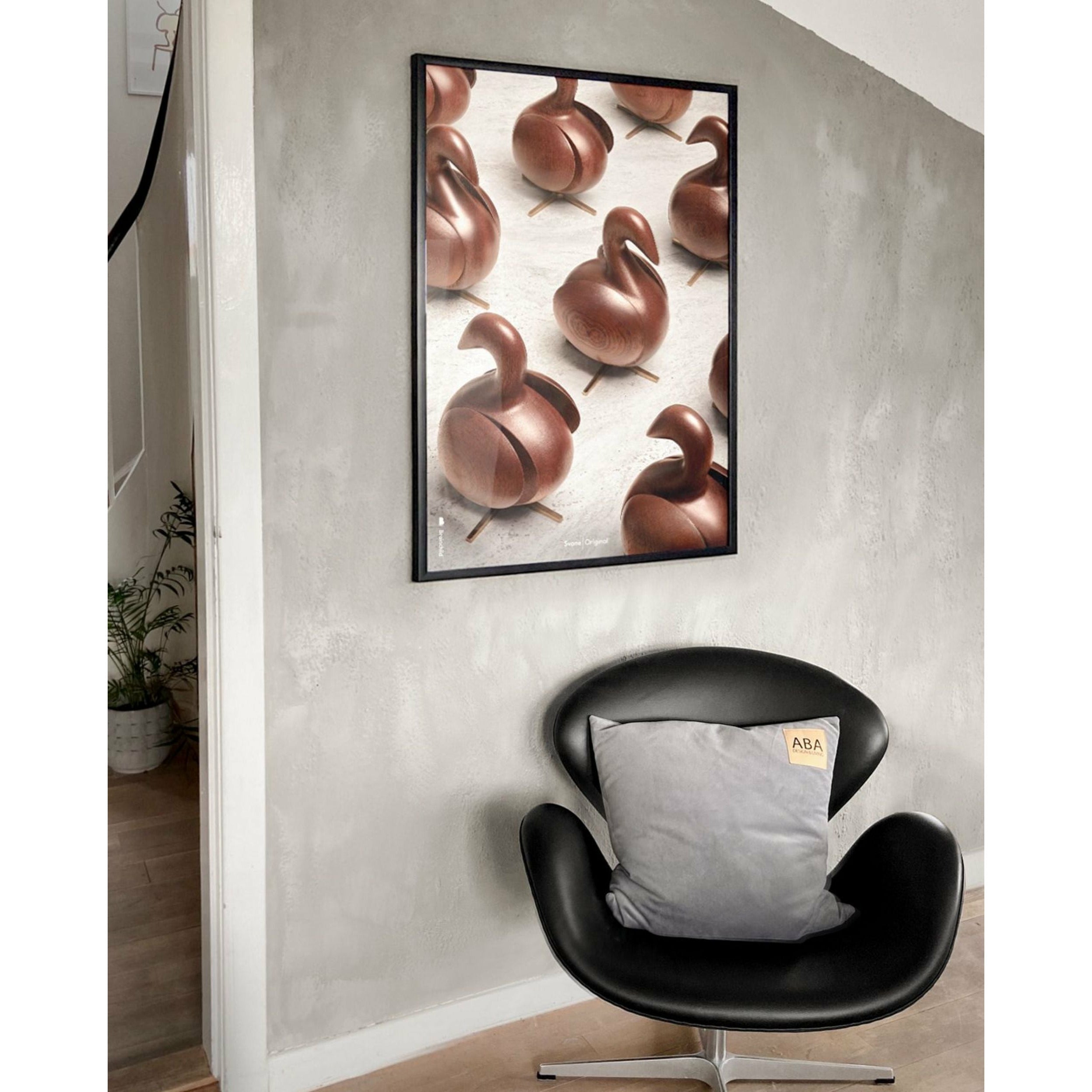 Brainchild Swan Parade Poster, Frame Made Of Light Wood, 50x70 Cm