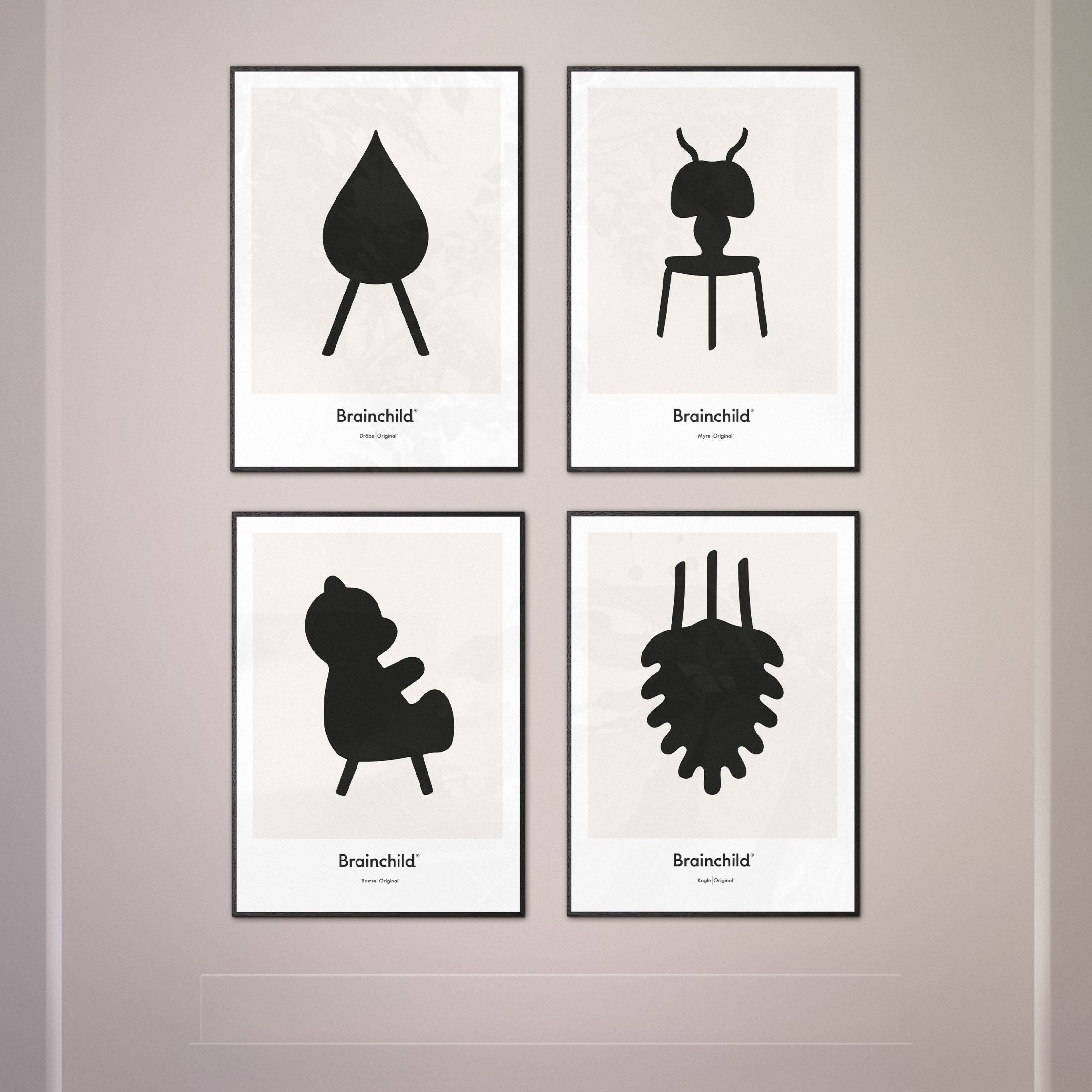 Brainchild Pine Cone Design Icon Poster Without Frame A5, Grey