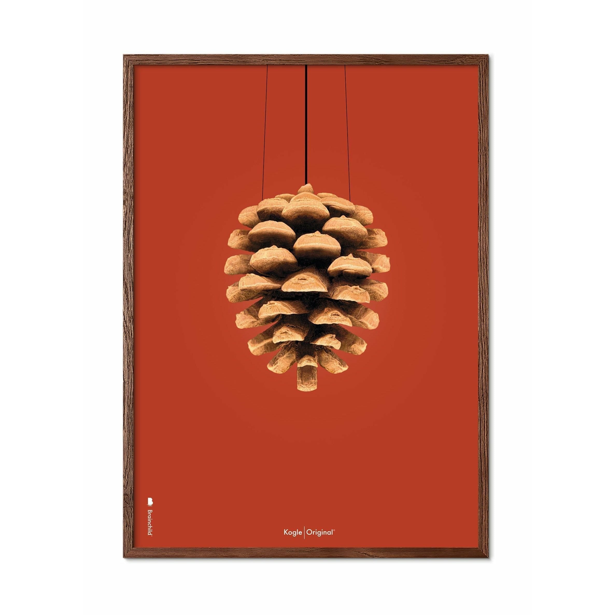 Klasický plakátový rám z monečného kuželu Brainchild z tmavého dřeva 30x40 cm, červené pozadí