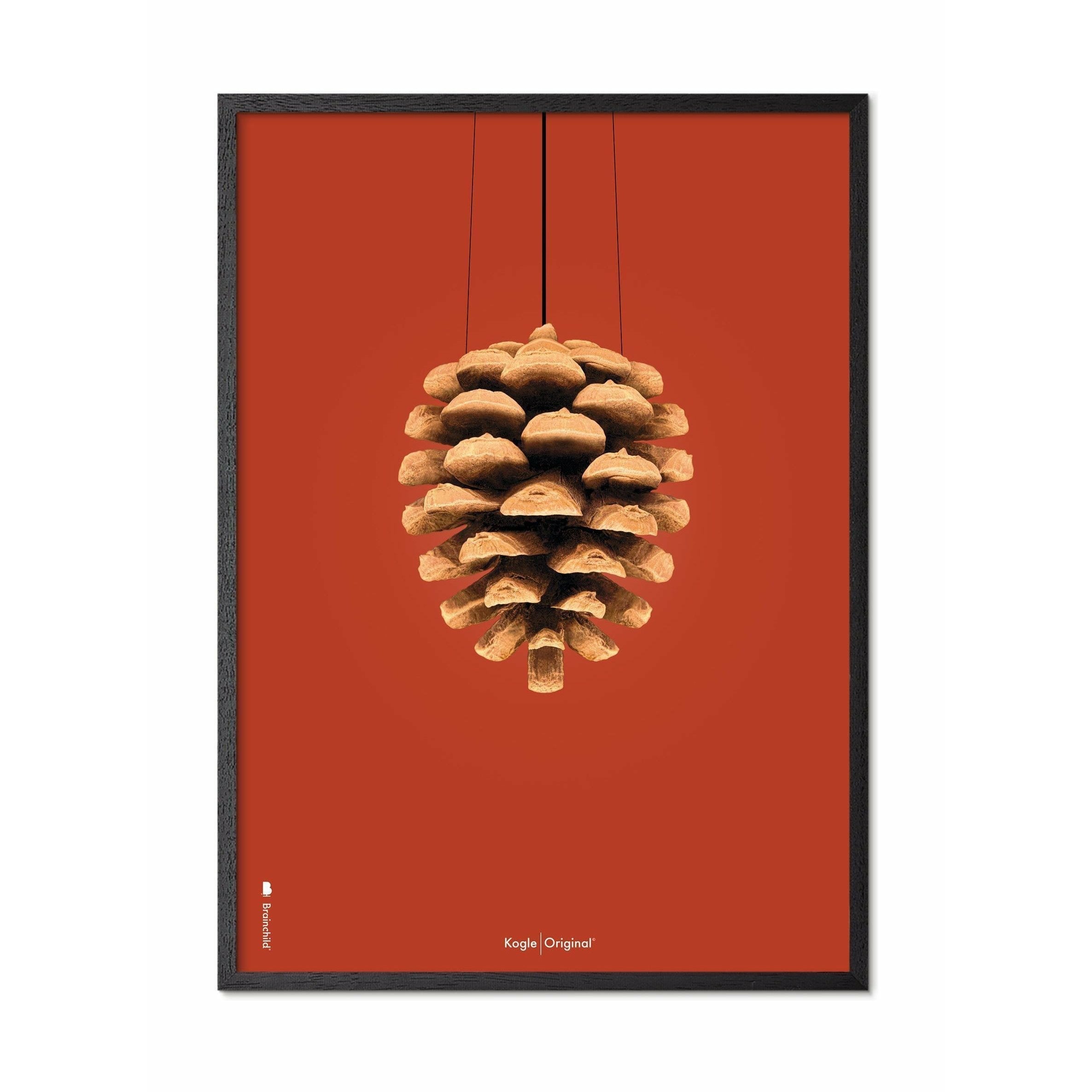Klasický plakát mozkového kužele, rám v černém lakovaném dřevu 70x100 cm, červené pozadí