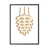 Brainchild Pine Cone Line Poster, Frame In Black Lacquered Wood 70x100 Cm, White Background