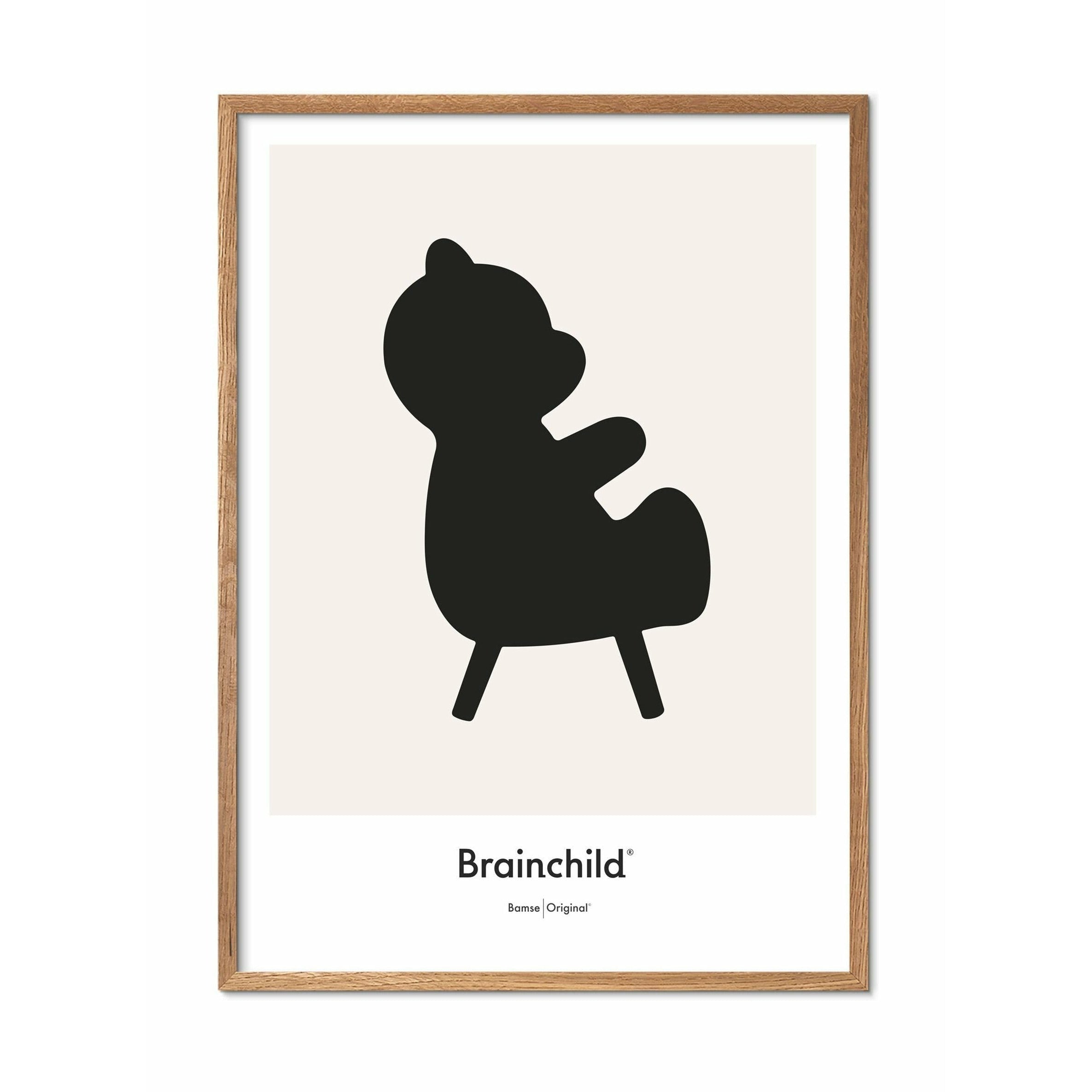 Plakát ikonu mozkového medvědího medvěda, rám vyrobený z lehkého dřeva 70 x100 cm, šedá